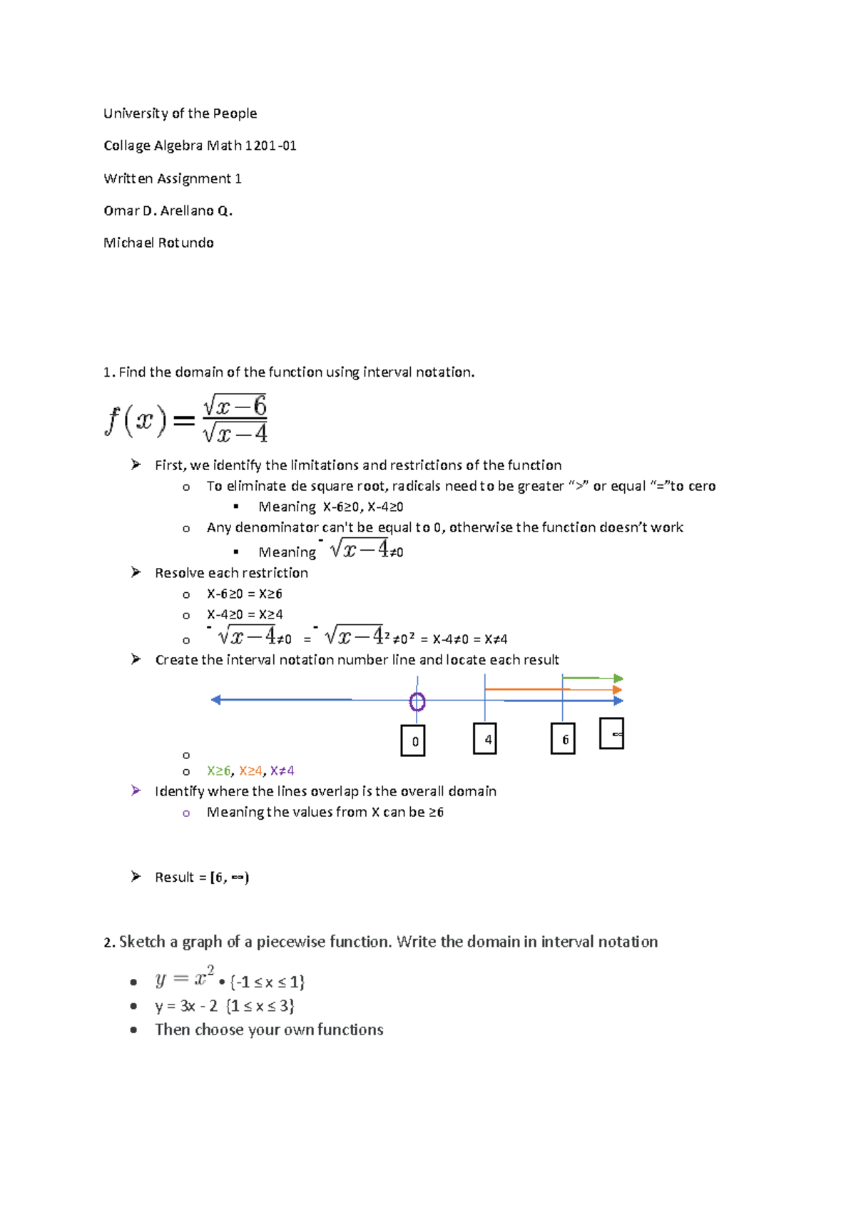 Written assignment 1 math1201 - University of the People Collage ...