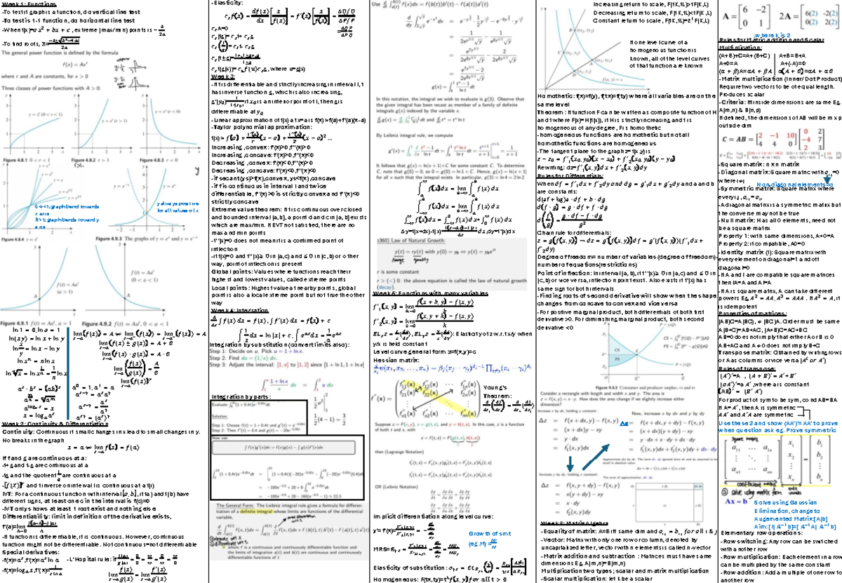 EC2104 Week 1-8: Functions, Differentiation, and Matrix Algebra ...
