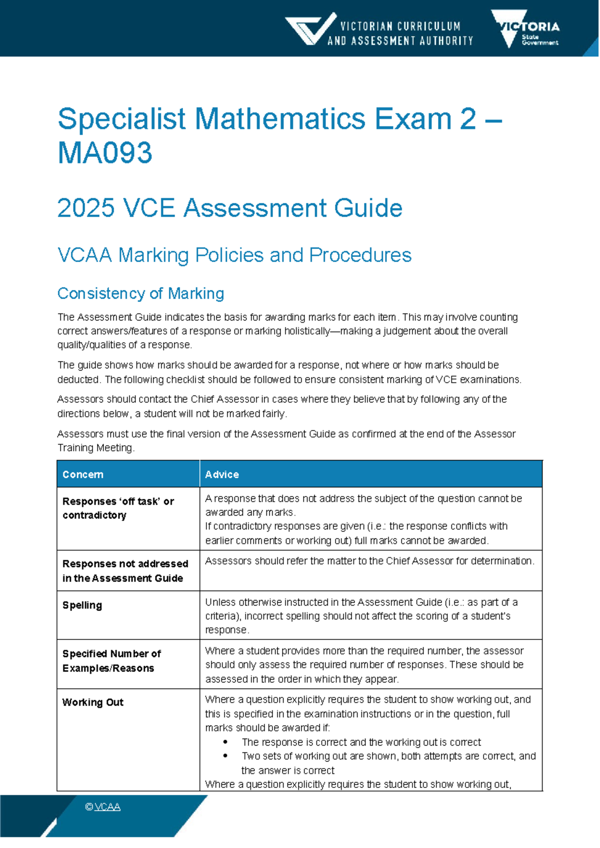 2025 Specialist Mathematics Exam 2 MA093 Assessment Guide - Studocu
