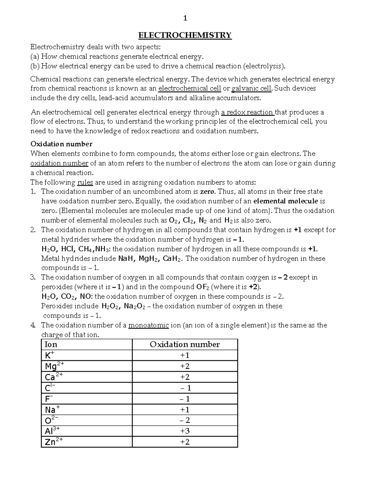 Electrochemistry Notes: Understanding Redox Reactions and Cell ...