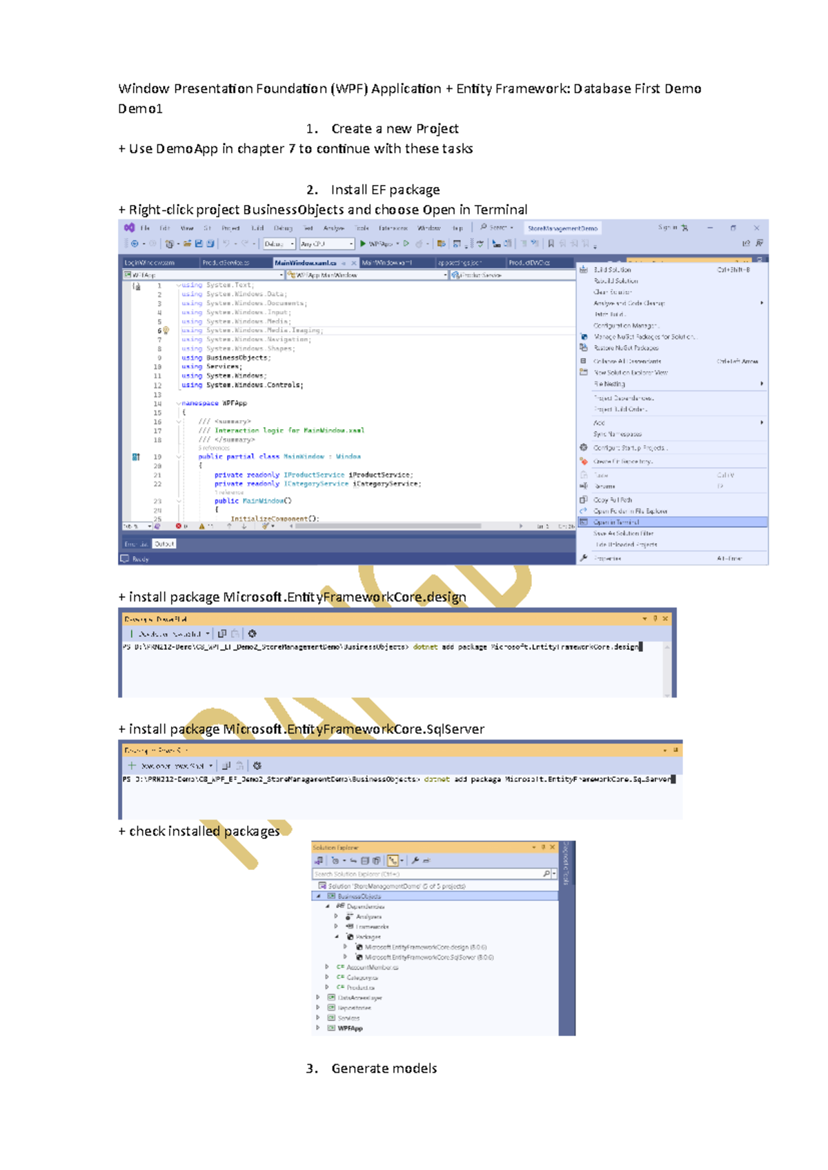 Chapter 08: Database First WPF with EF - Demo Guide - Studocu