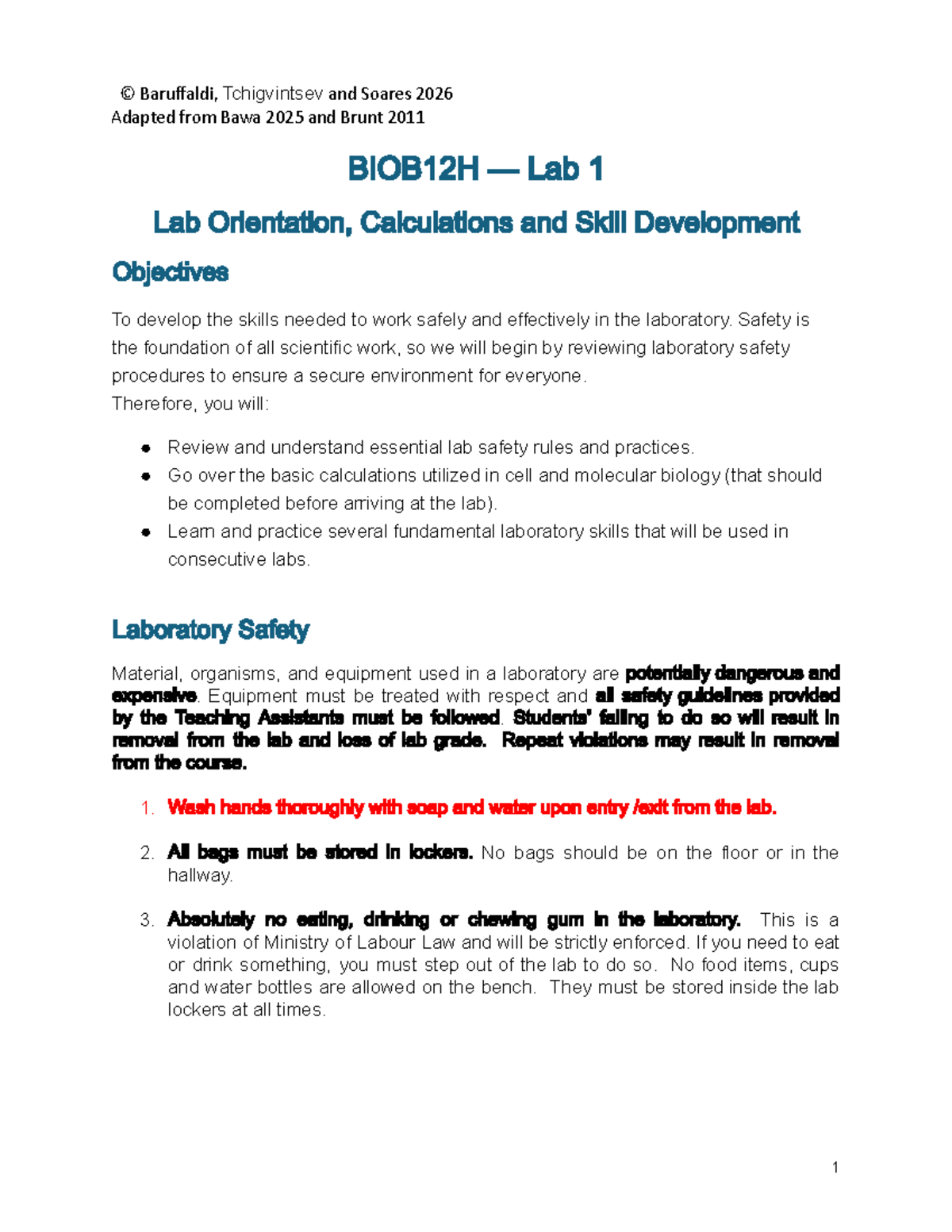 Laboratory Exercise 1: Essential Skills for Safe Lab Practices (BIO 101 ...