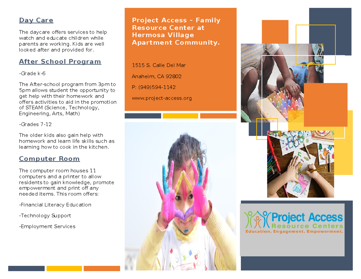 Community Project Brochure: Day Care & After School Program Overview ...