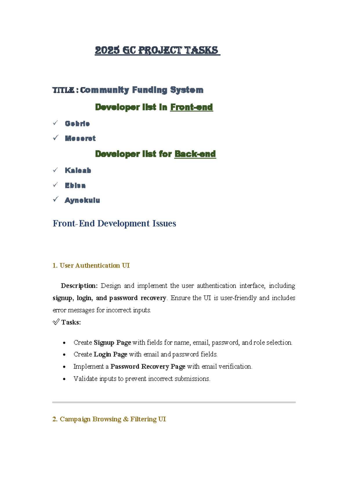 2025 GC project Taskshh - 2025 GC projeCt tasks title : Community ...