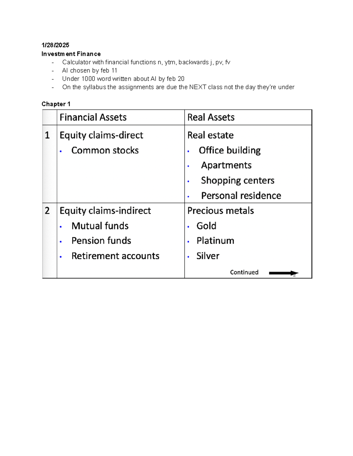 Investment Finance (FIN 101) Chapter Notes & Key Concepts Summary - Studocu