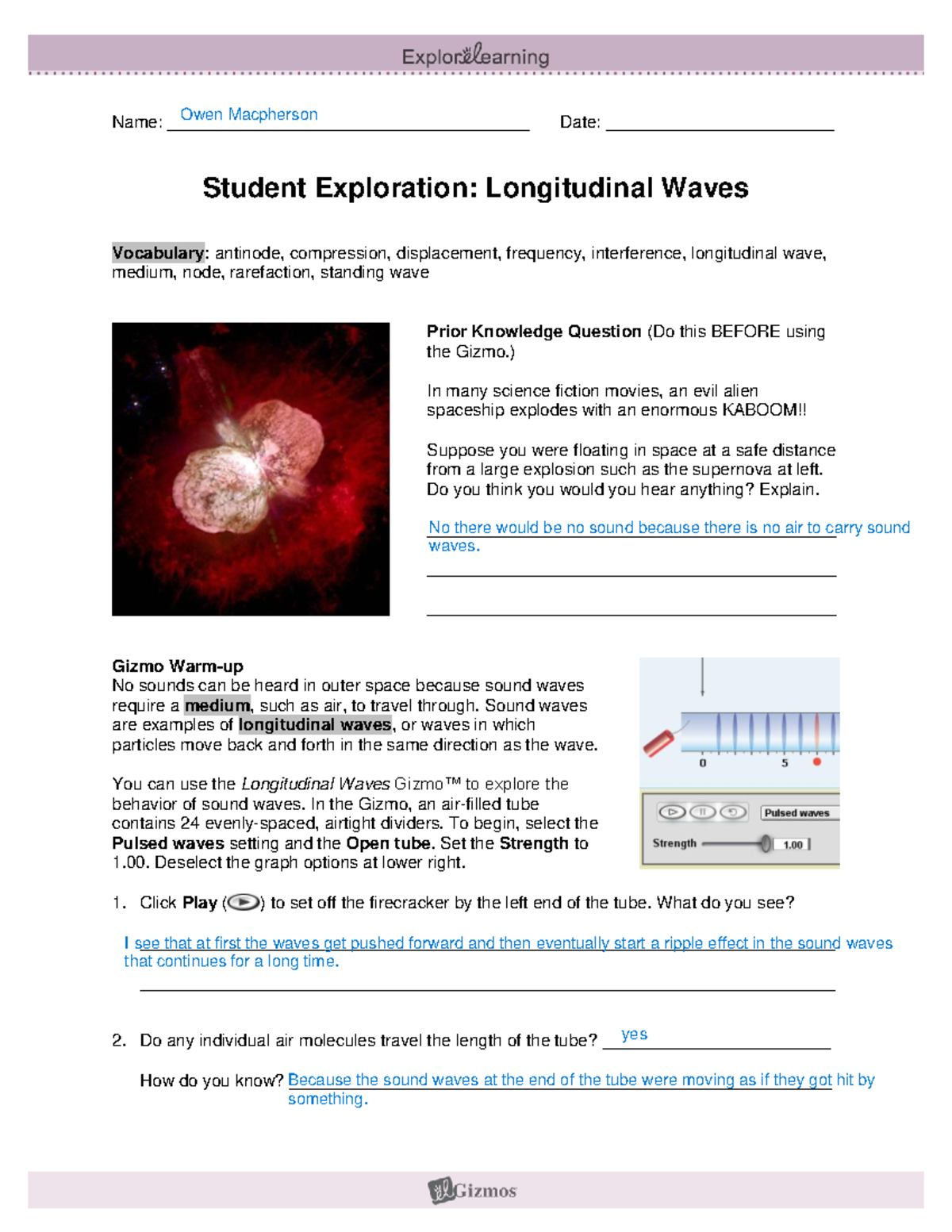 Longitudinal Waves Exploration SE - Gizmo Activity Guide - Studocu