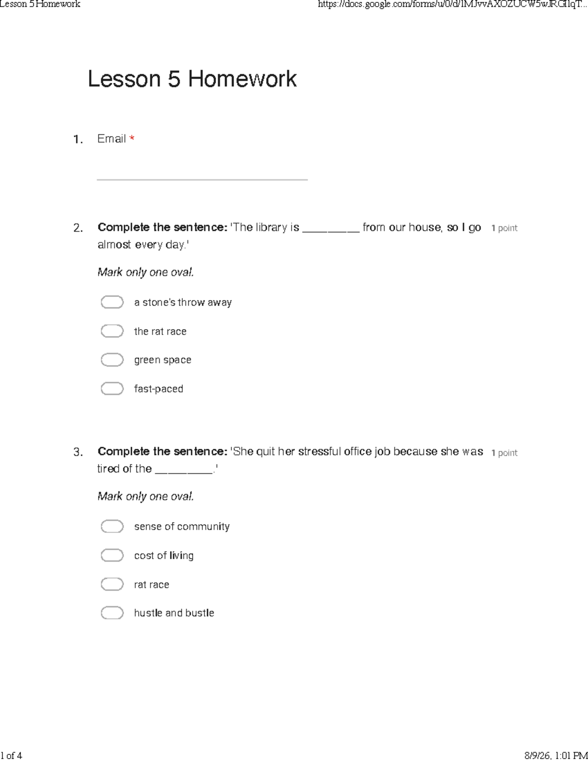 Lesson 5 Homework: Exercises and Prompts for Practice - Studocu