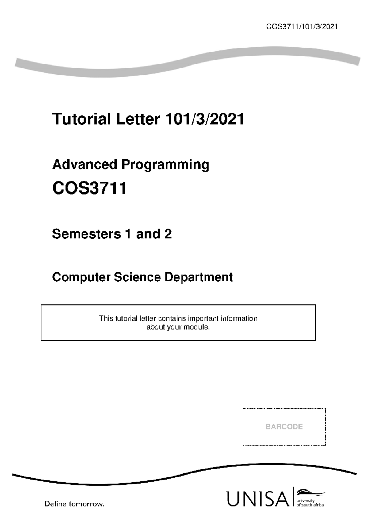 Tutorial letter 101/3/2021 - Tutorial Letter 101/3/ Advanced ...