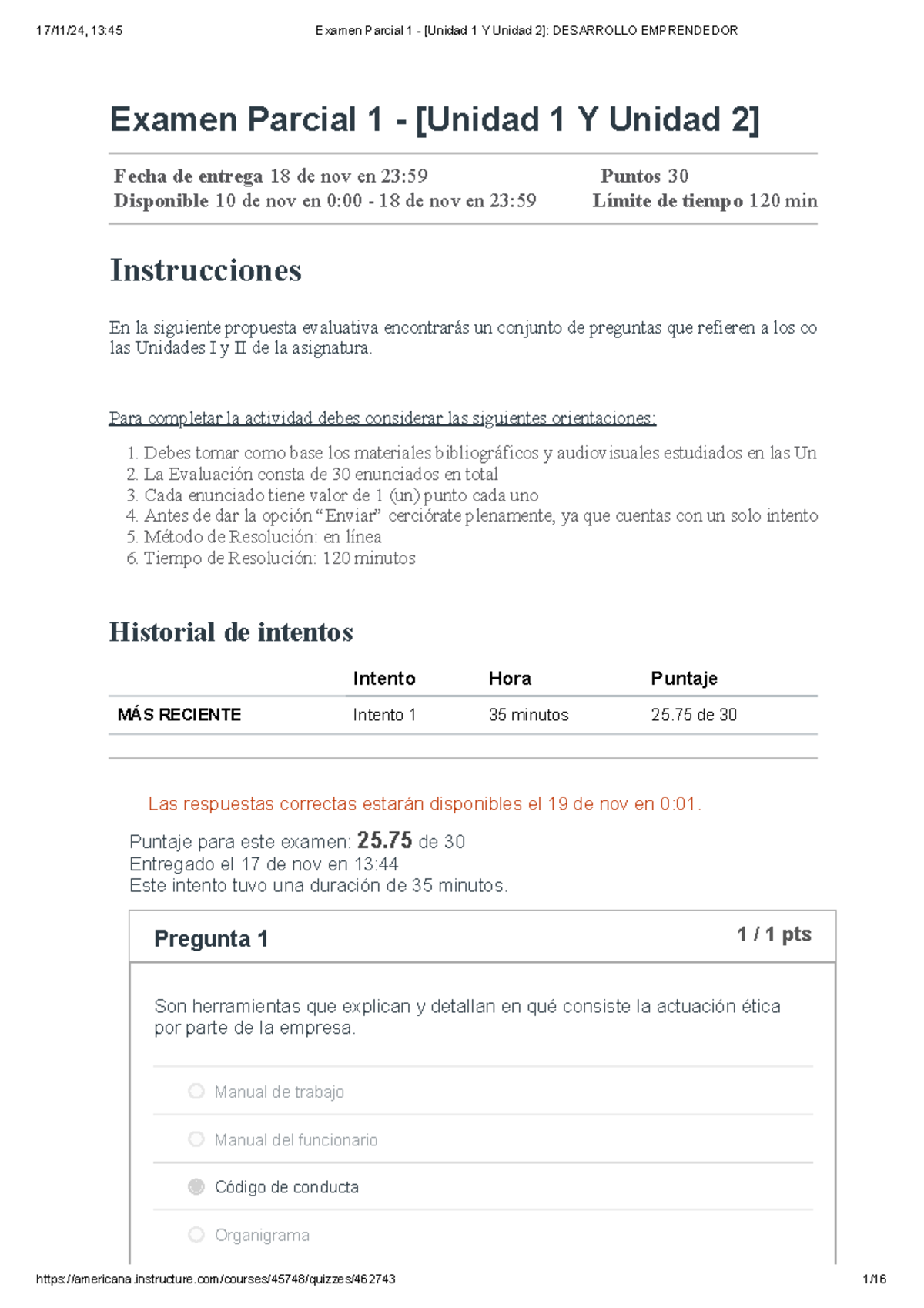 Examen Parcial 1 - [Unidad 1 y Unidad 2] en Desarrollo Emprendedor ...