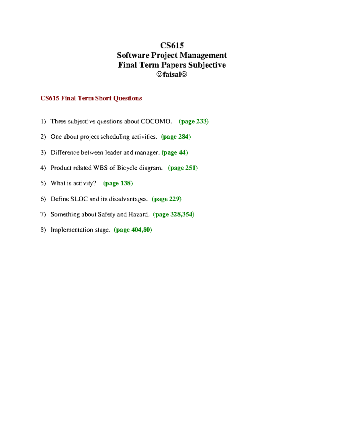 CS615 Final Term Exam Preparation: Key Concepts and Questions - Studocu