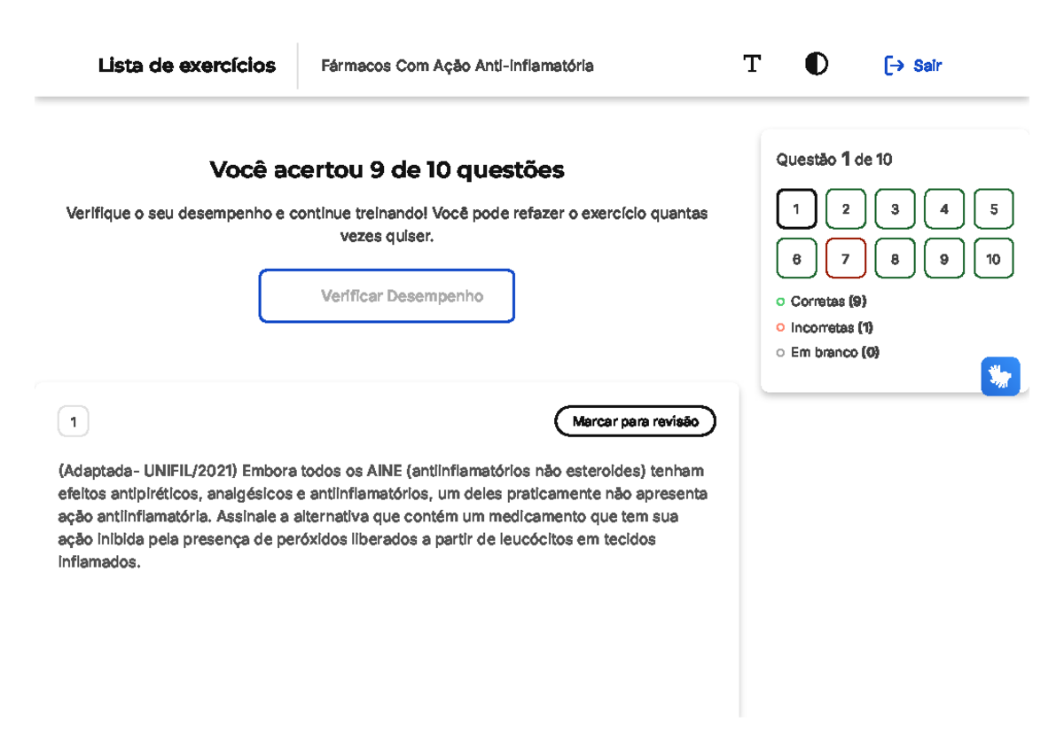 Gabarito Comentado: Exercícios sobre Fármacos e AINEs - Farmacologia 6 ...