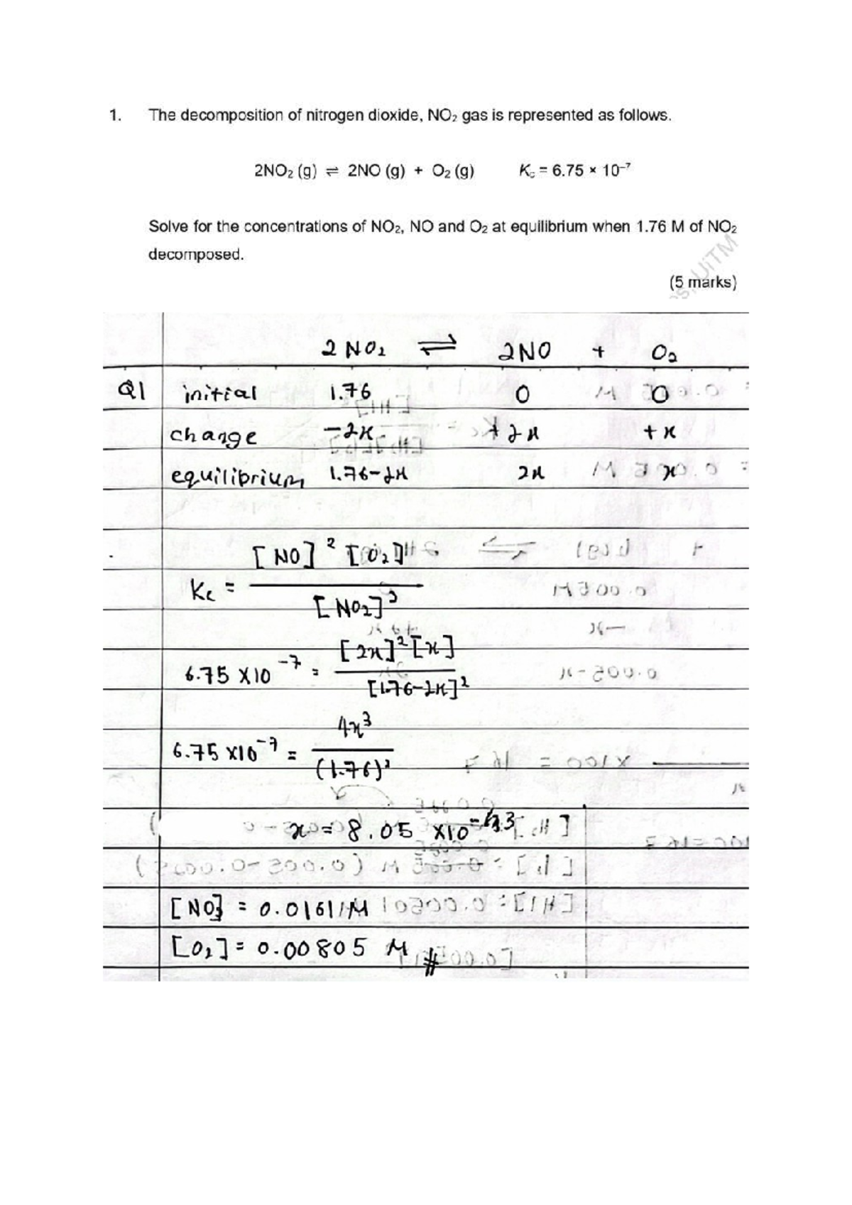 CHM096 Exercise 4: Equilibrium Constants and Reaction Analysis - Studocu