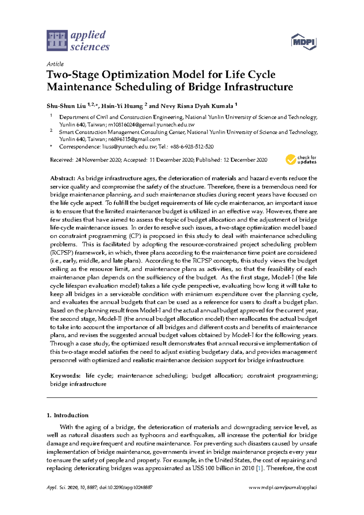 Optimization Model for Life Cycle Maintenance Scheduling of Bridges ...