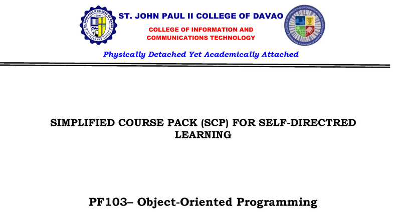 PF103 Programming Simplified Course Pack (SCP) - Week 2 Overview - Studocu
