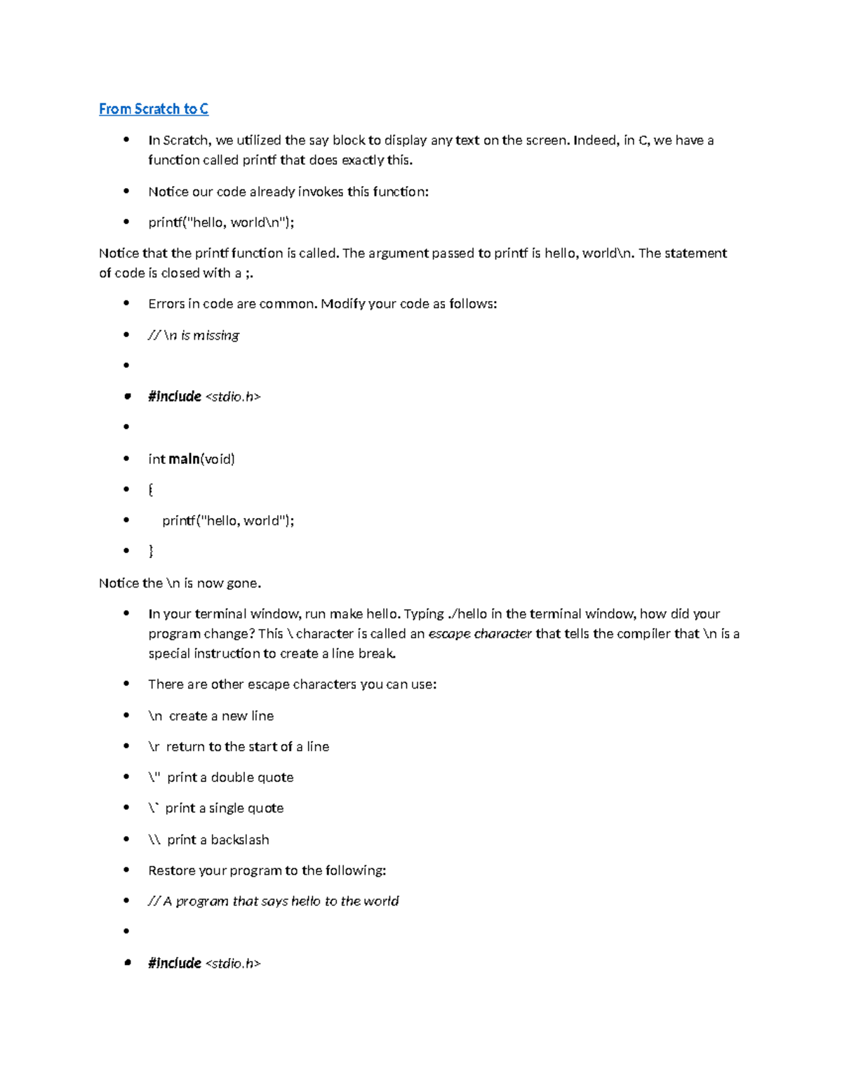 Note week 1.1 cs50 - Introduction to computer science - From Scratch to ...