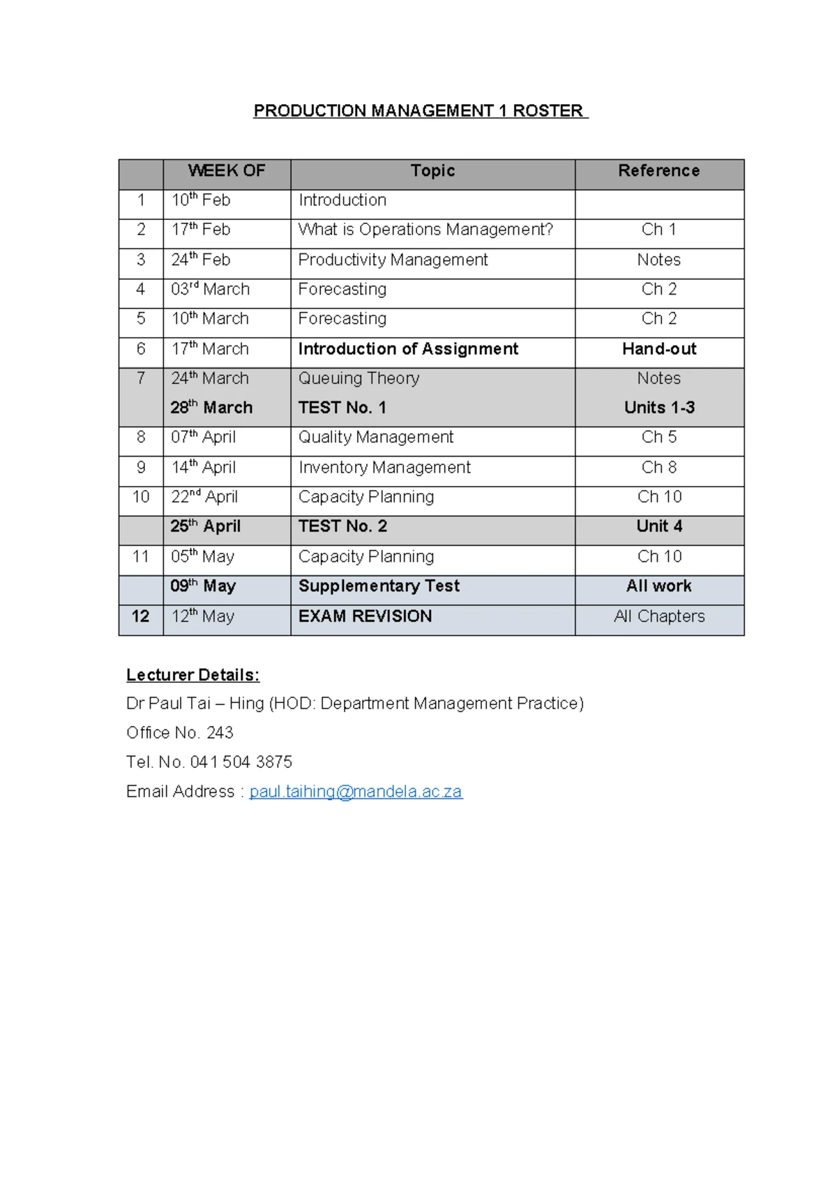 Study Guide BPJ1021 - Production Management 1 Lecture Notes - Studocu