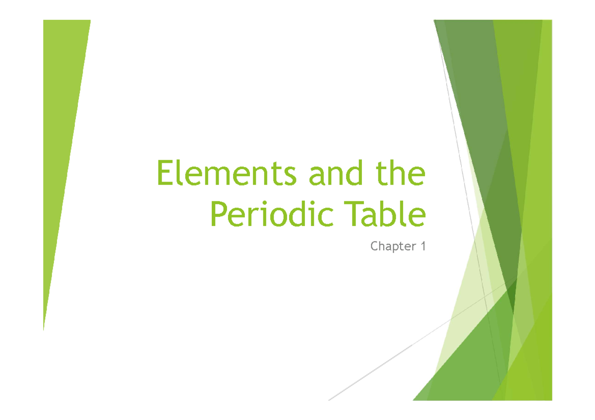 Chem 101: Elements and the Periodic Table - Chapter 1 Key Concepts ...