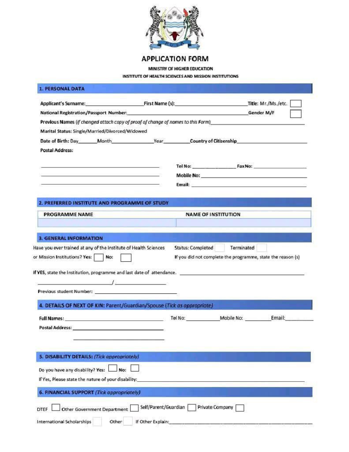 IHS Application Form for Higher Education Institutions - Studocu