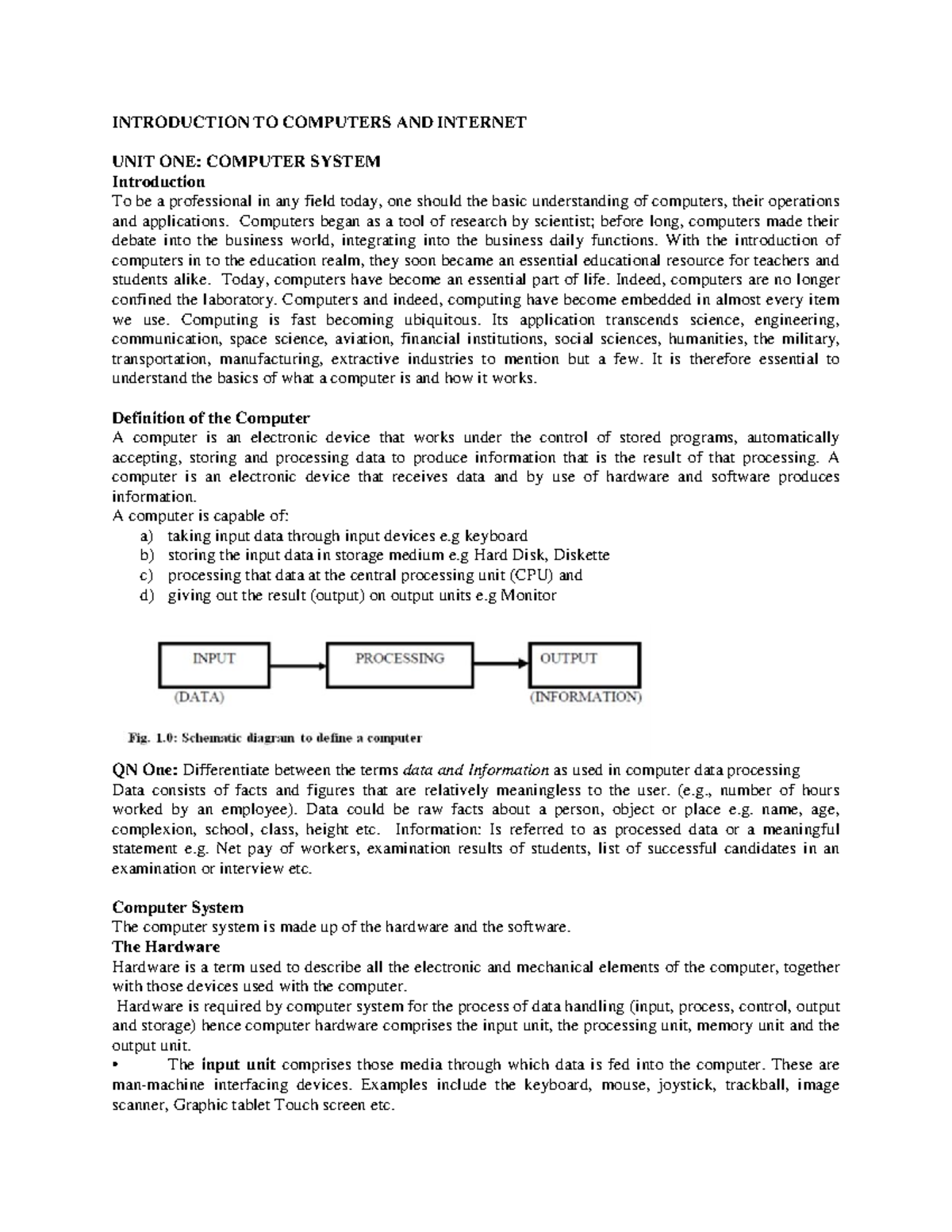 Summary of Computer and Internet Concepts - CSCI 101 - Studocu