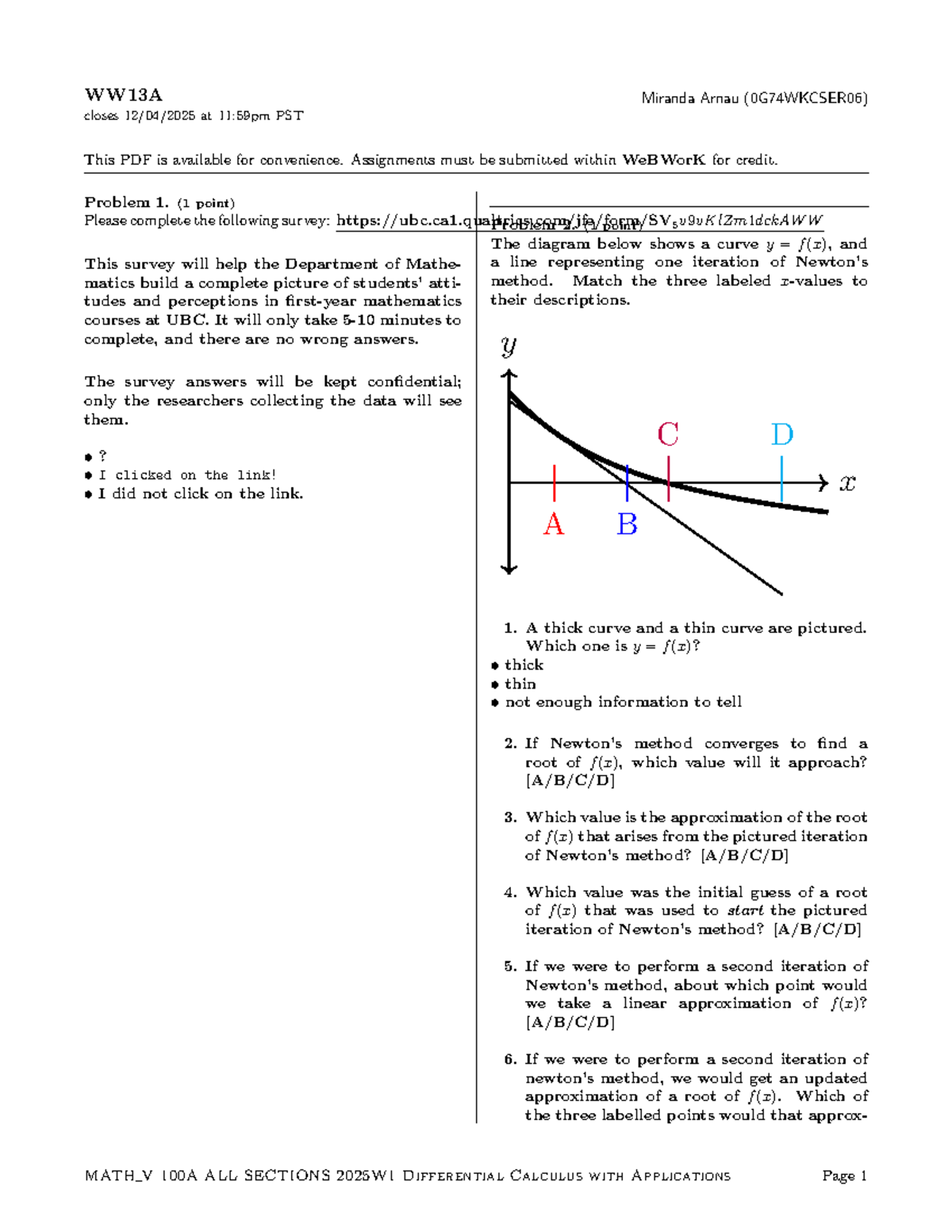 MATH V 100A Final Exam Review - Differential Calculus 2025W1 - Studocu