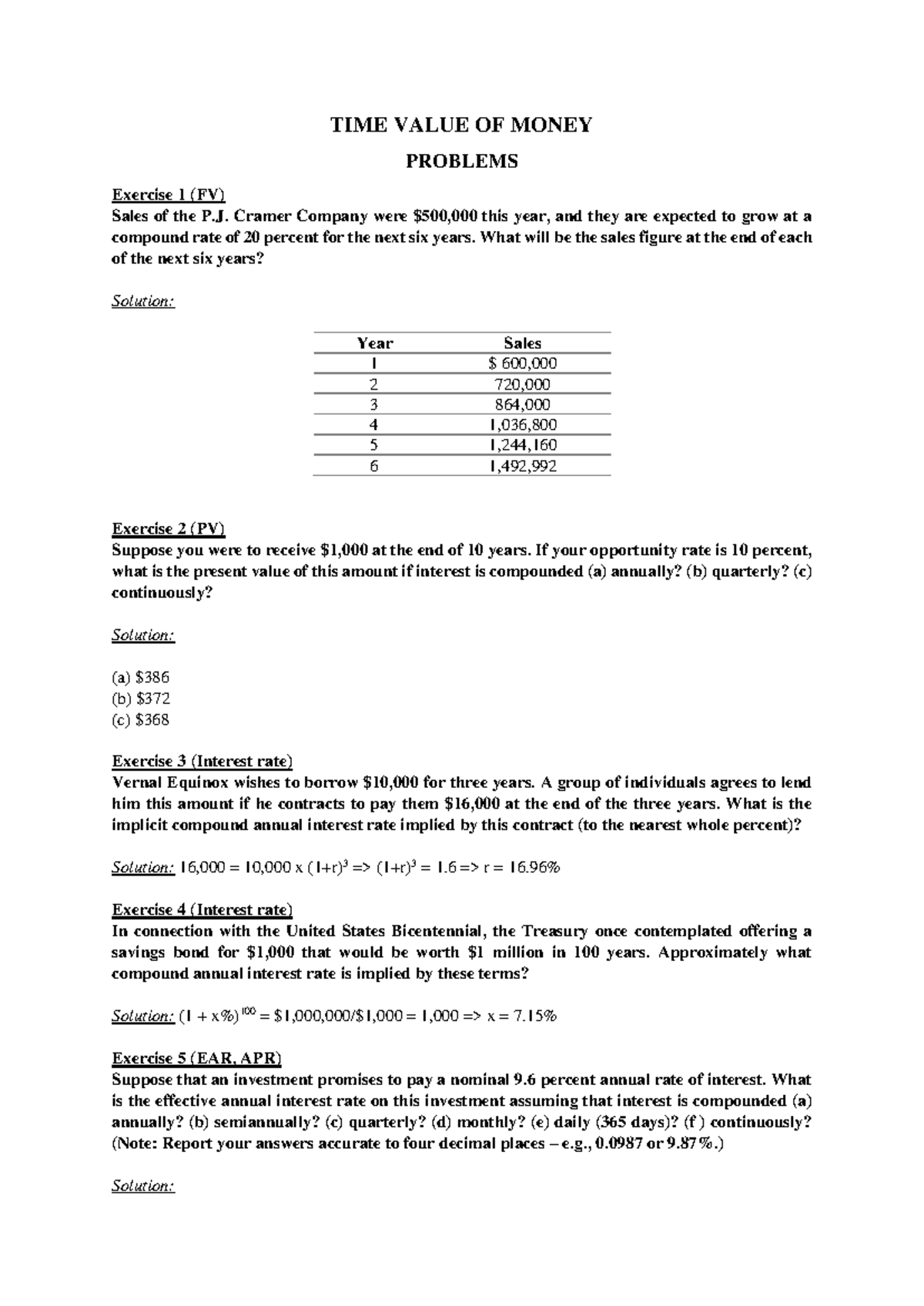 Chapter 3 - Time Value of Money Solutions (TVM) - Studocu