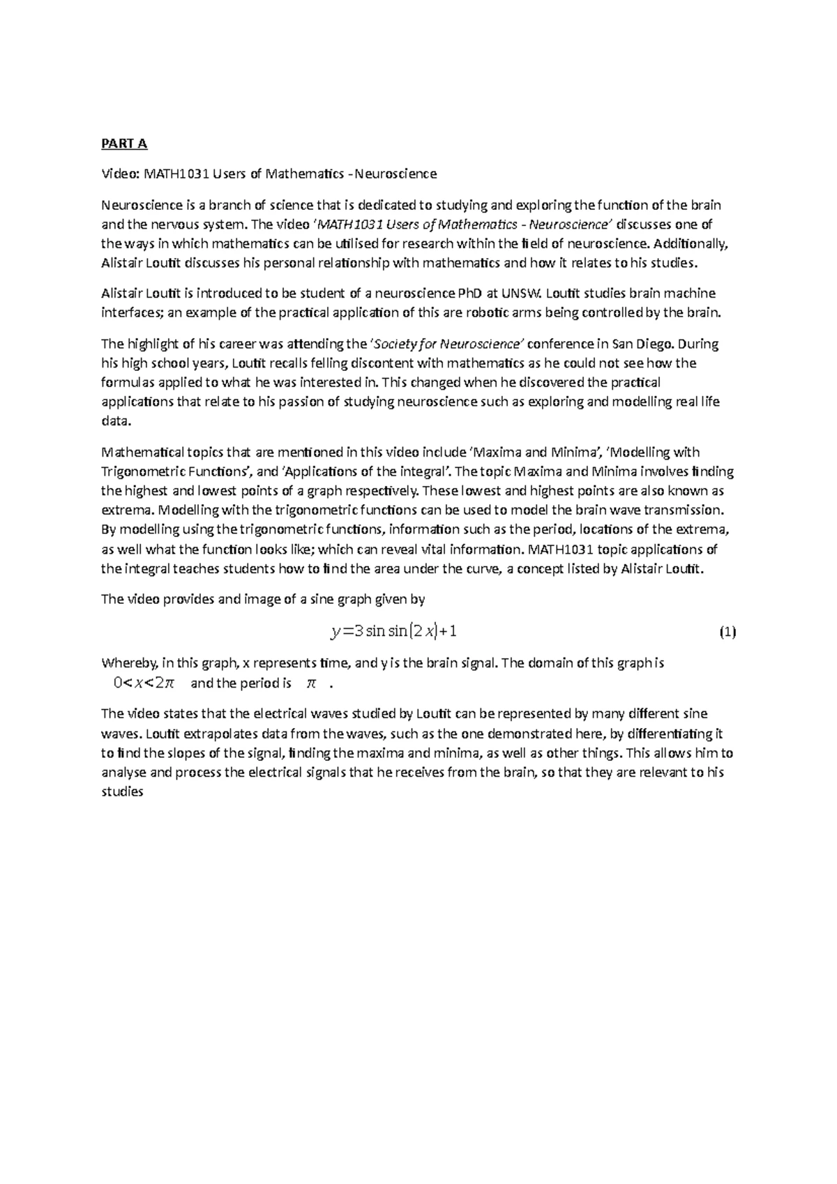 MATH1031 Assignment Received Full Marks - MATH1031 - UNSW Sydney - Studocu