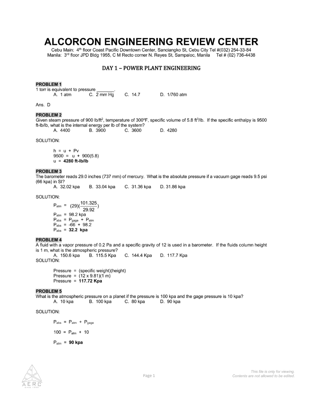 PIPE Engineering Sample Problems for AERC Course - Studocu