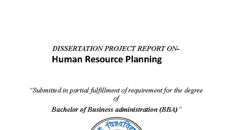 BBA 6th SEM Dissertation: Human Resource Planning Insights - Studocu