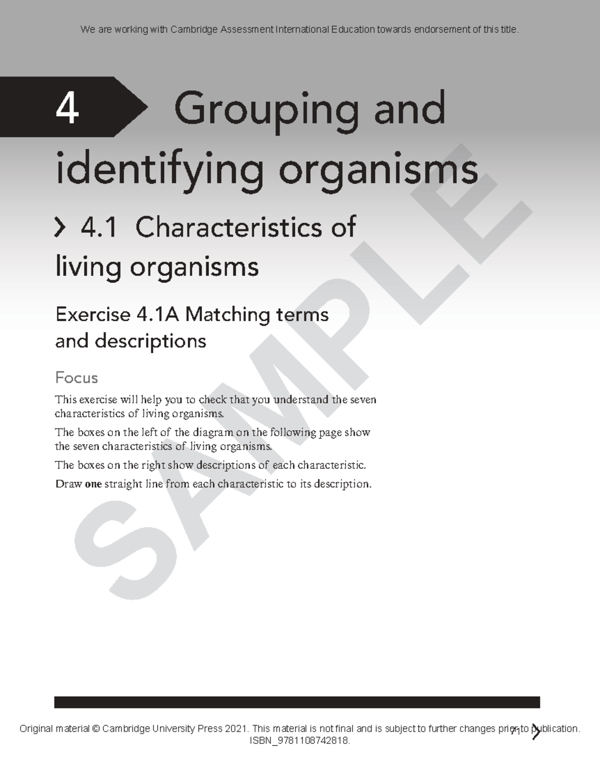 UNIT 4: Grouping and Identifying Organisms Exercises PL E - Studocu