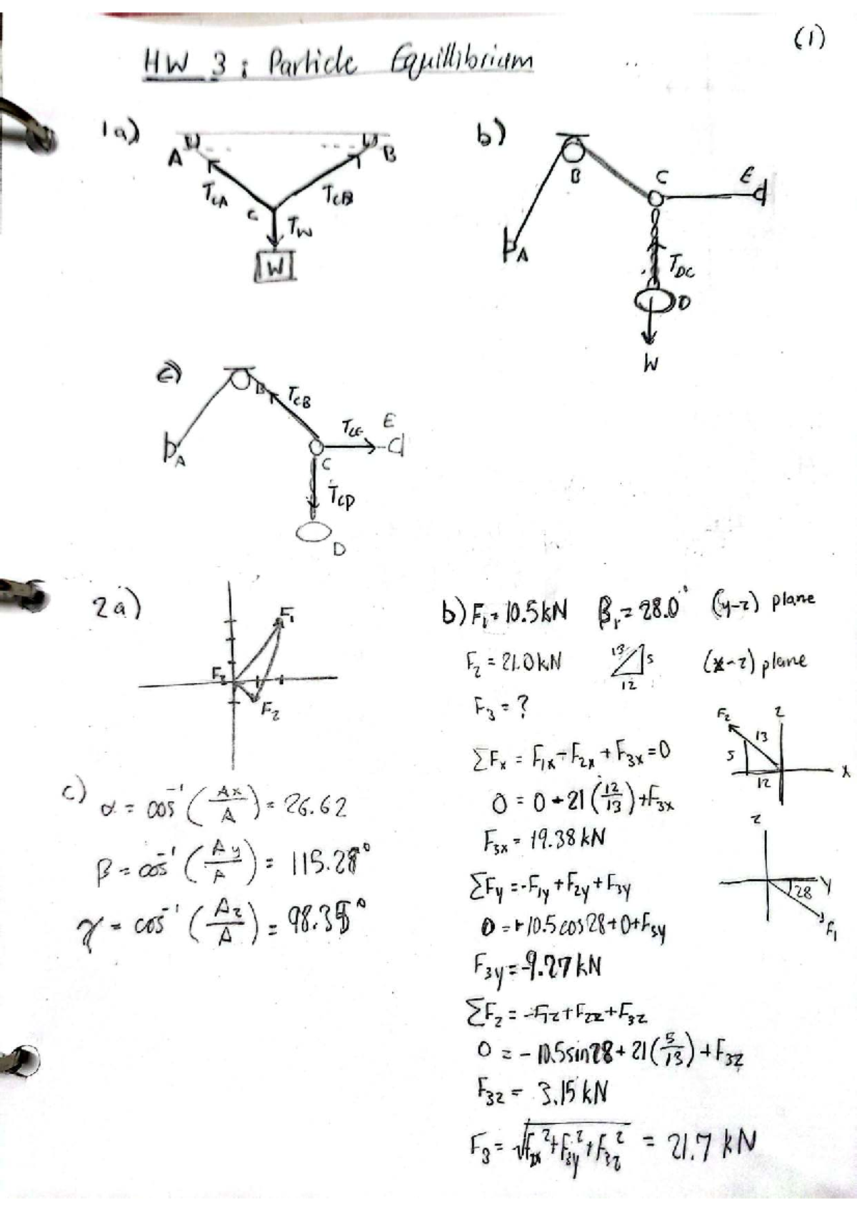 HW 2: Vector Operations and Particle Equilibrium Analysis - Studocu