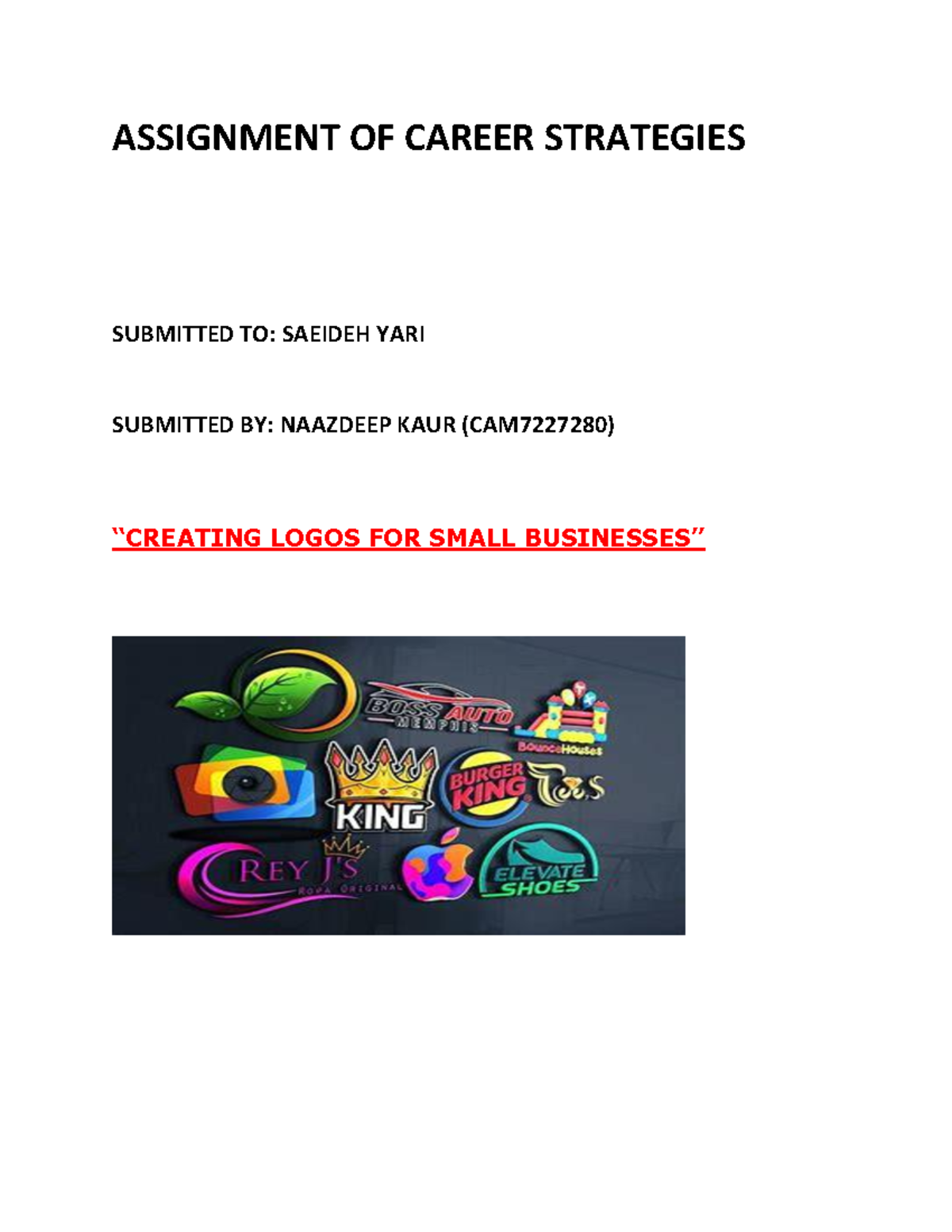 Career Strategies Assignment: Creating Logos for Small Businesses - Studocu