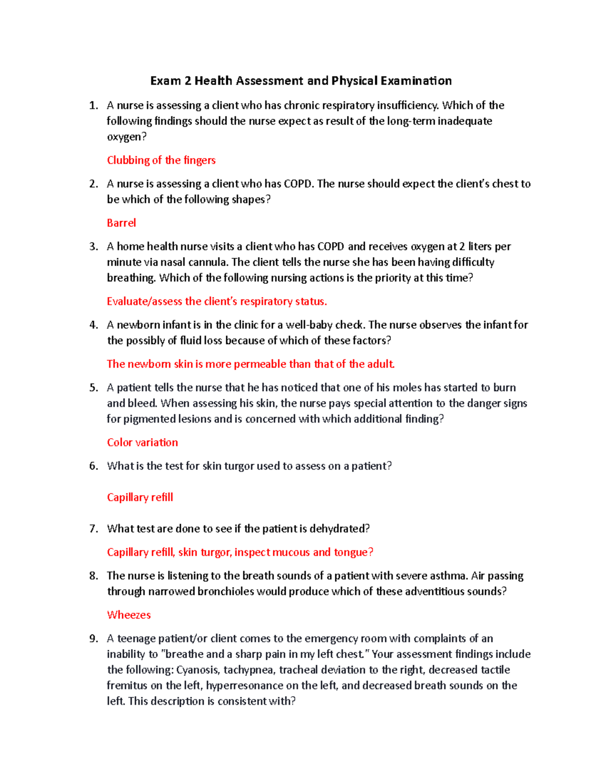 Exam 2 HA questions - practice question for exam 1 - Exam 2 Health ...