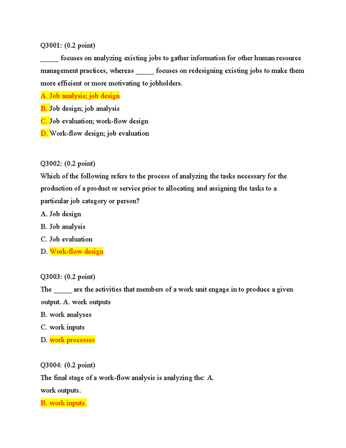 HRM Q3001-Q3019: Job Analysis and Design Concepts in Chapter 3 - Studocu