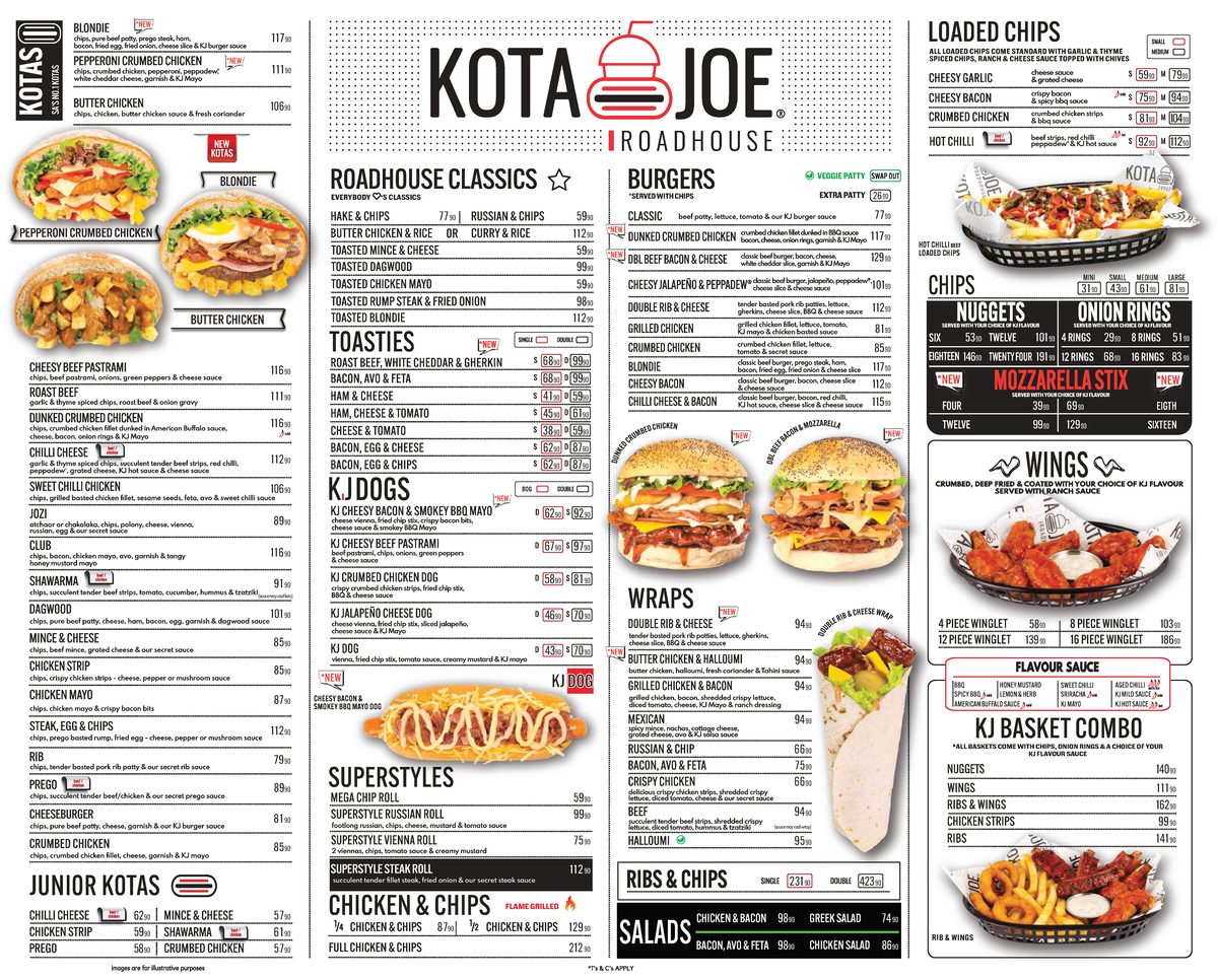Kota-Joe Menu 2025: Loaded Chips & Classic Dishes Overview - Studocu