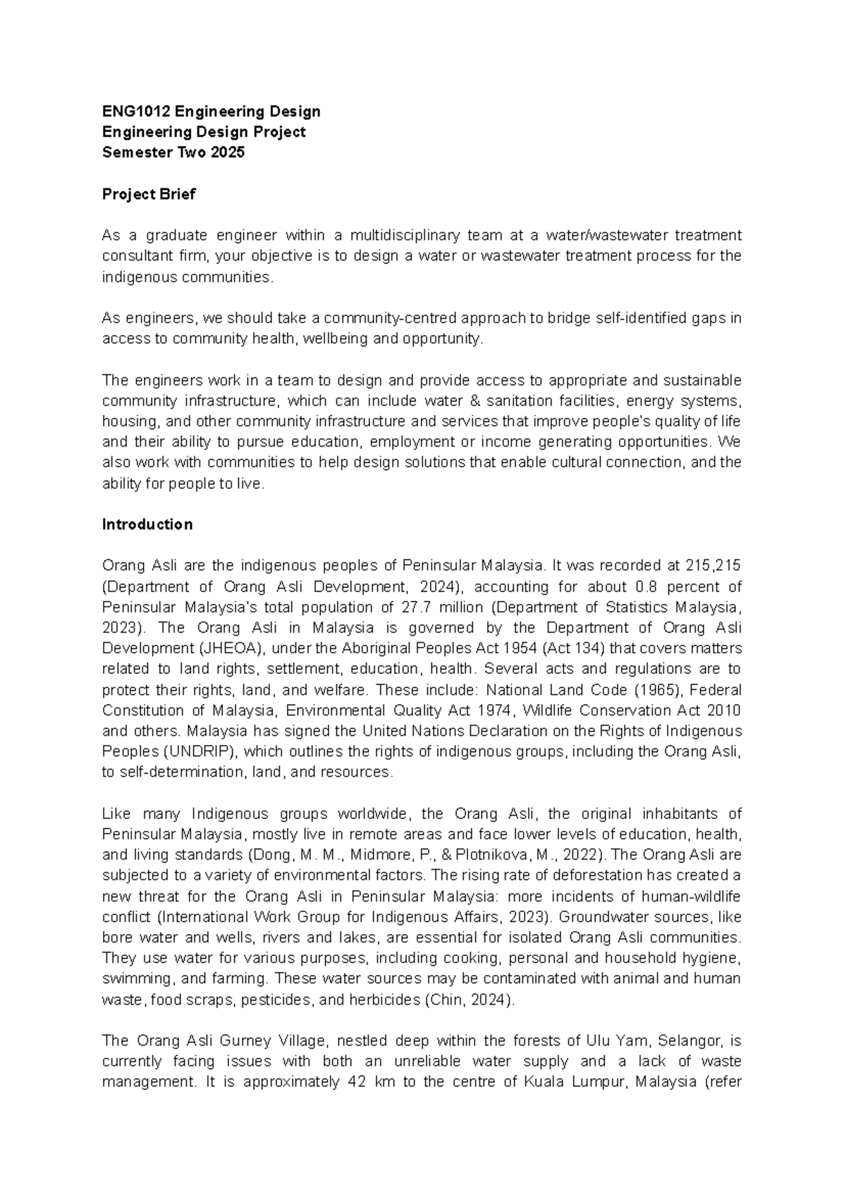 ENG1012 Engineering Design Project Brief: Water Treatment for ...
