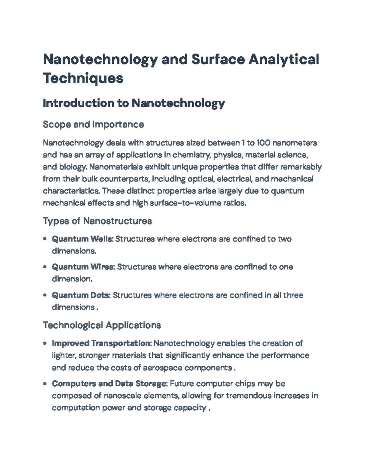 Nanotechnology & Surface Analytical Techniques: Principles ...