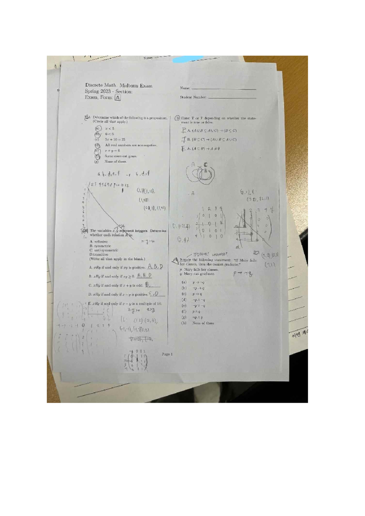 Discrete Math (MATH 301) Midterm Exam Study Guide - Spring 2023 - Studocu