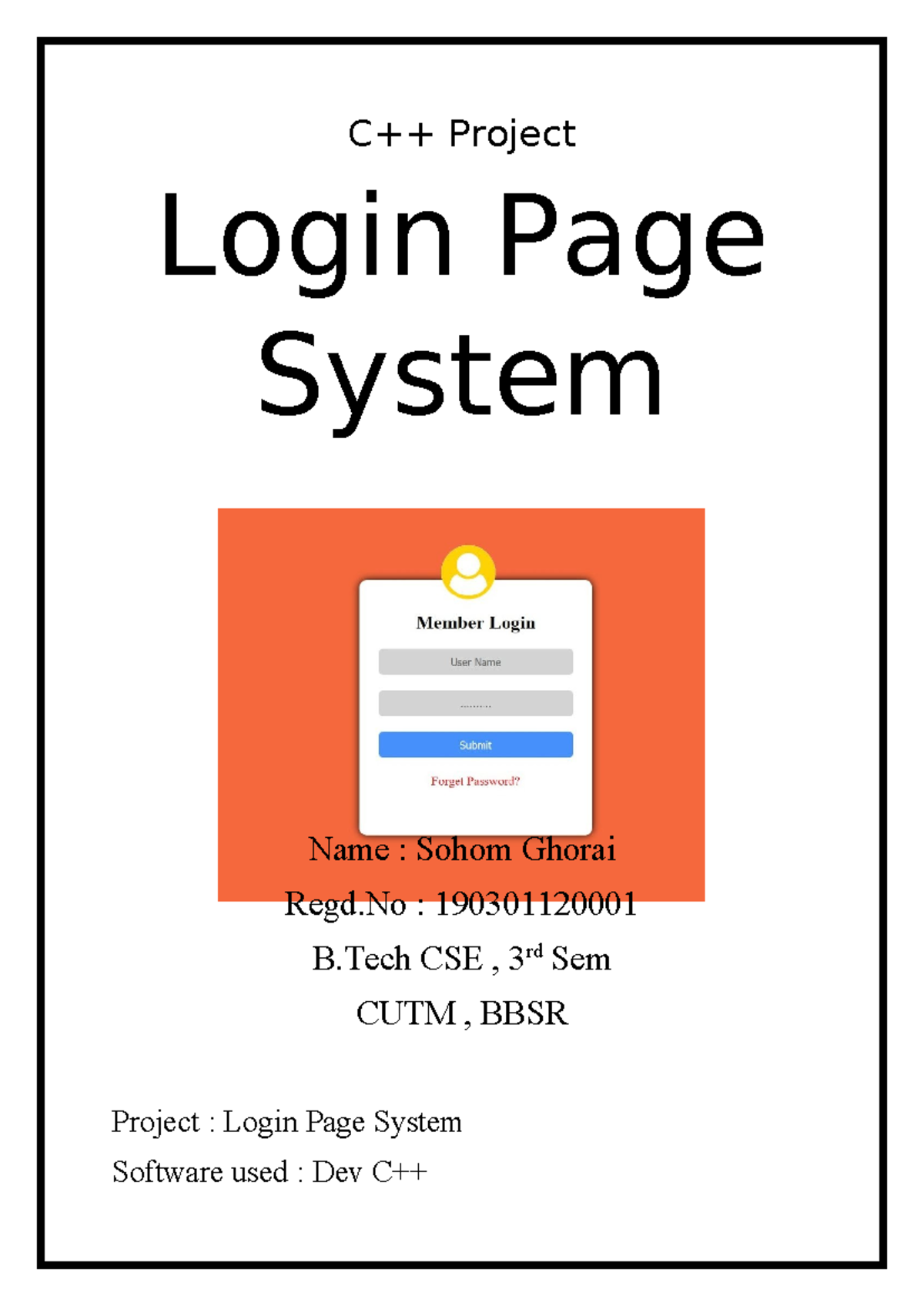 19030112000 C++ Login Page System Project Report - Studocu