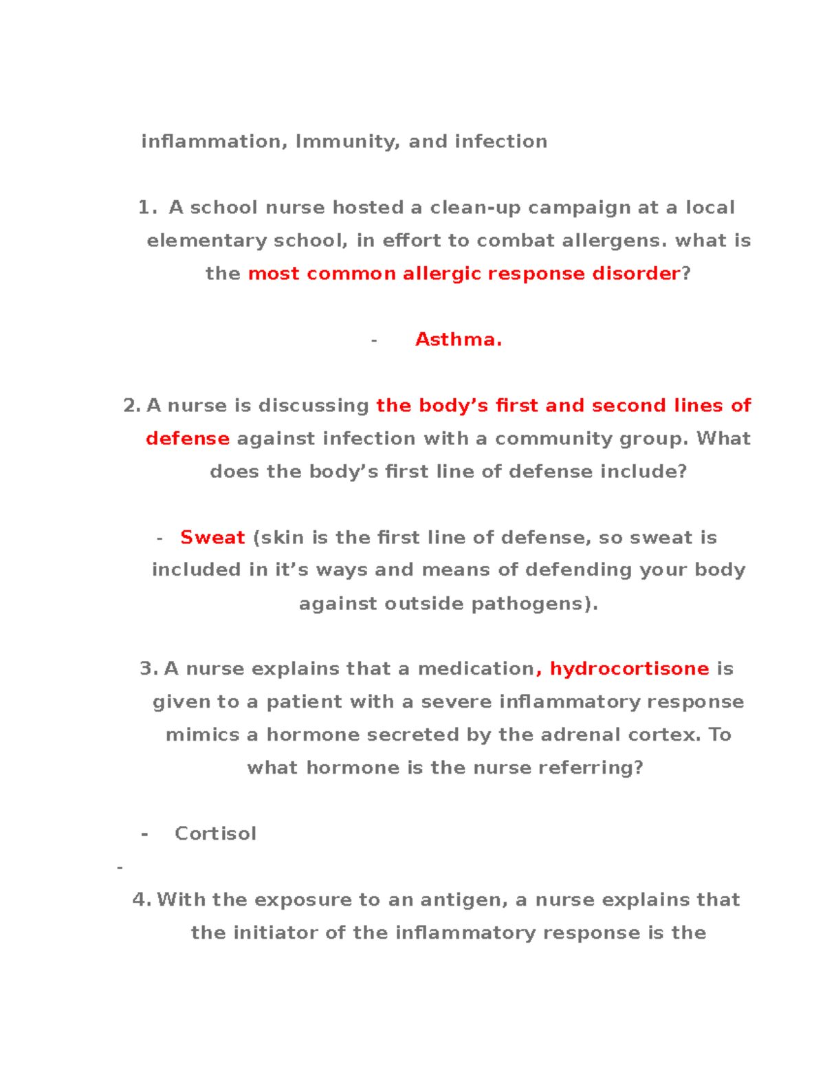 Inflammation and Immunity ATI Review Notes for MS 2 Exam - Studocu
