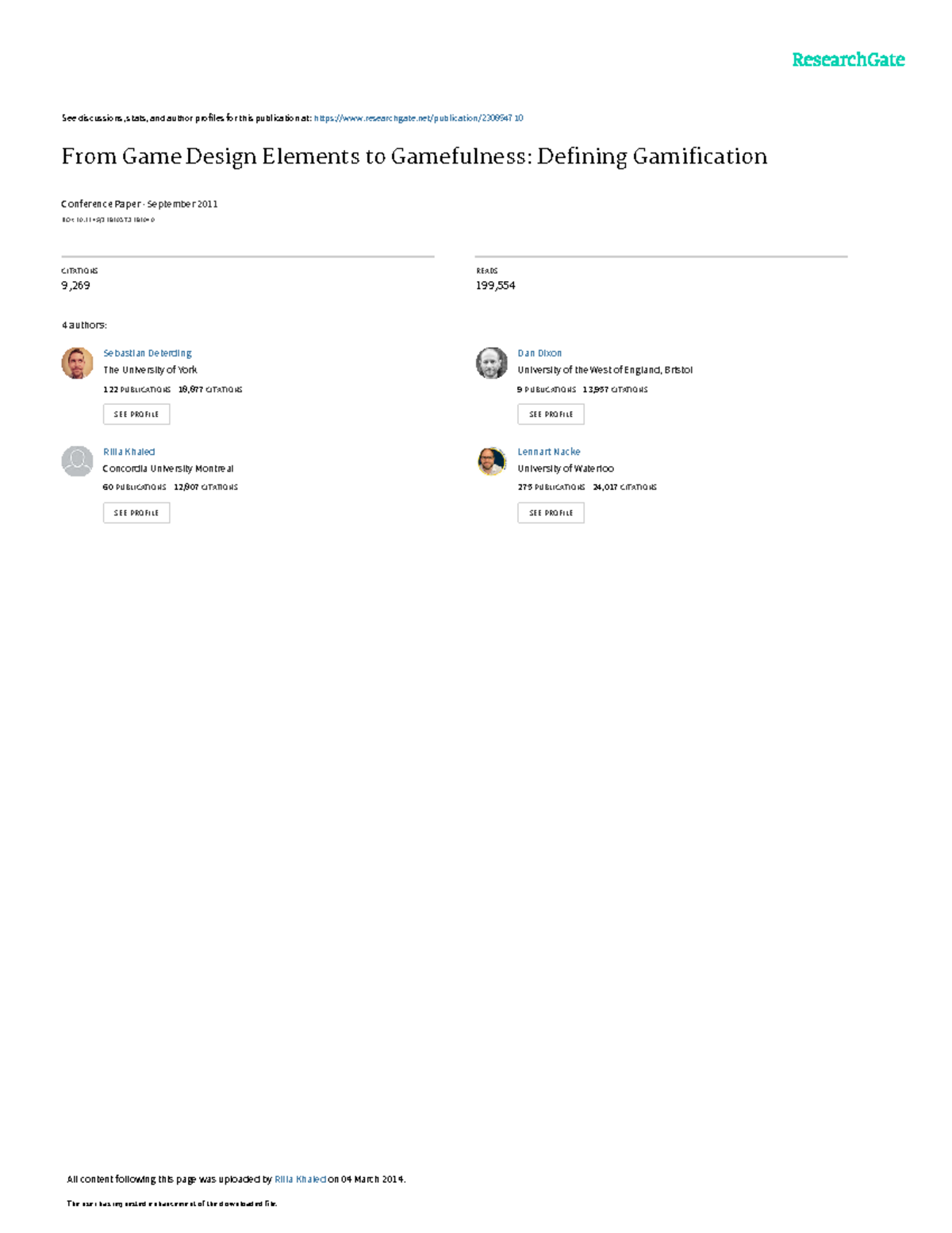 Defining Gamification: From Game Design to Gamefulness - Deterding 11 ...