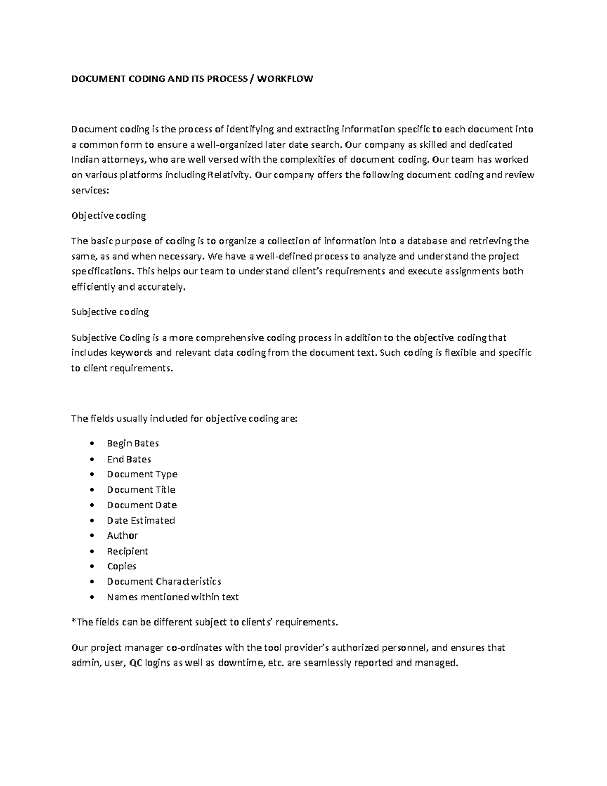Document Coding Process & Workflow Overview (DOC 101) - Studocu