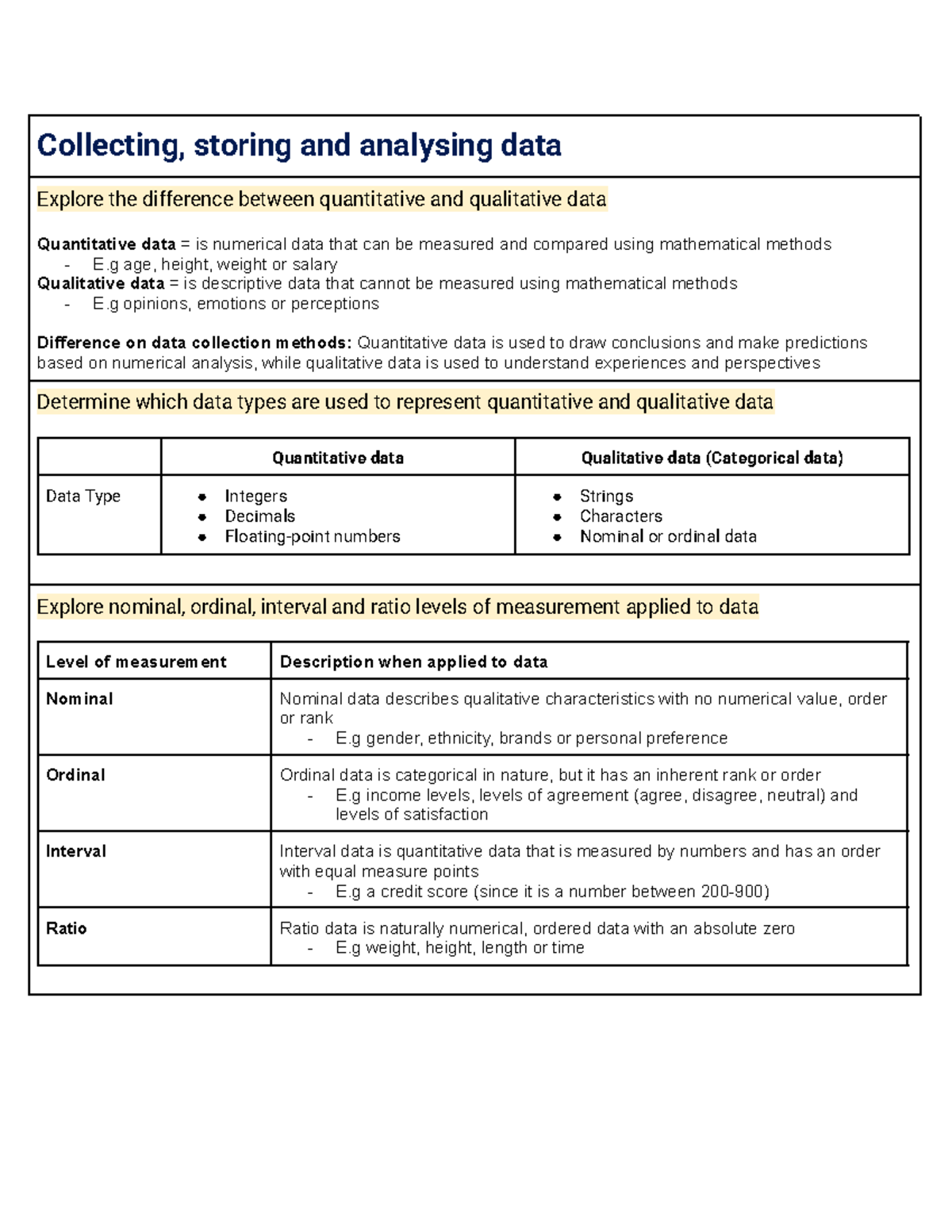 Data Science Notes: Understanding Data Types and Analysis Methods - Studocu