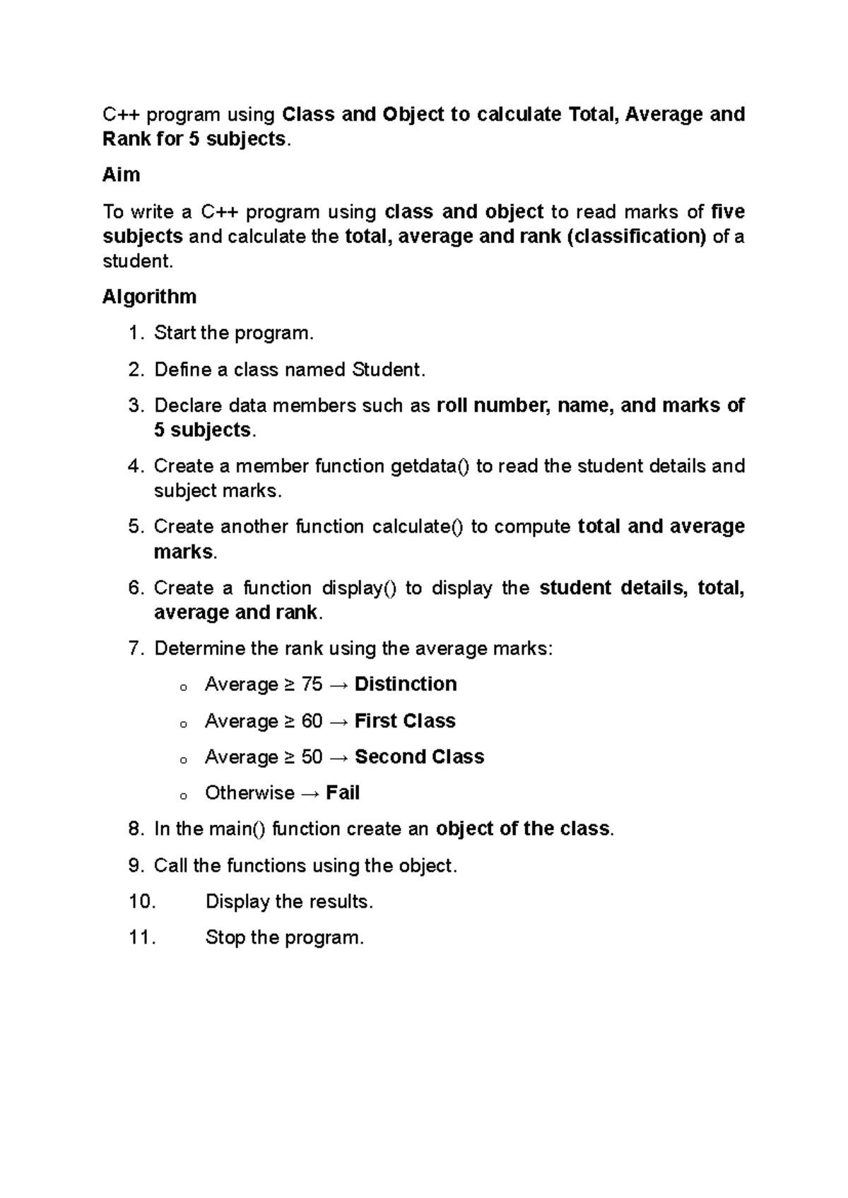 C++ - Progs for Practicals: Class, Object, Inheritance & Overloading ...