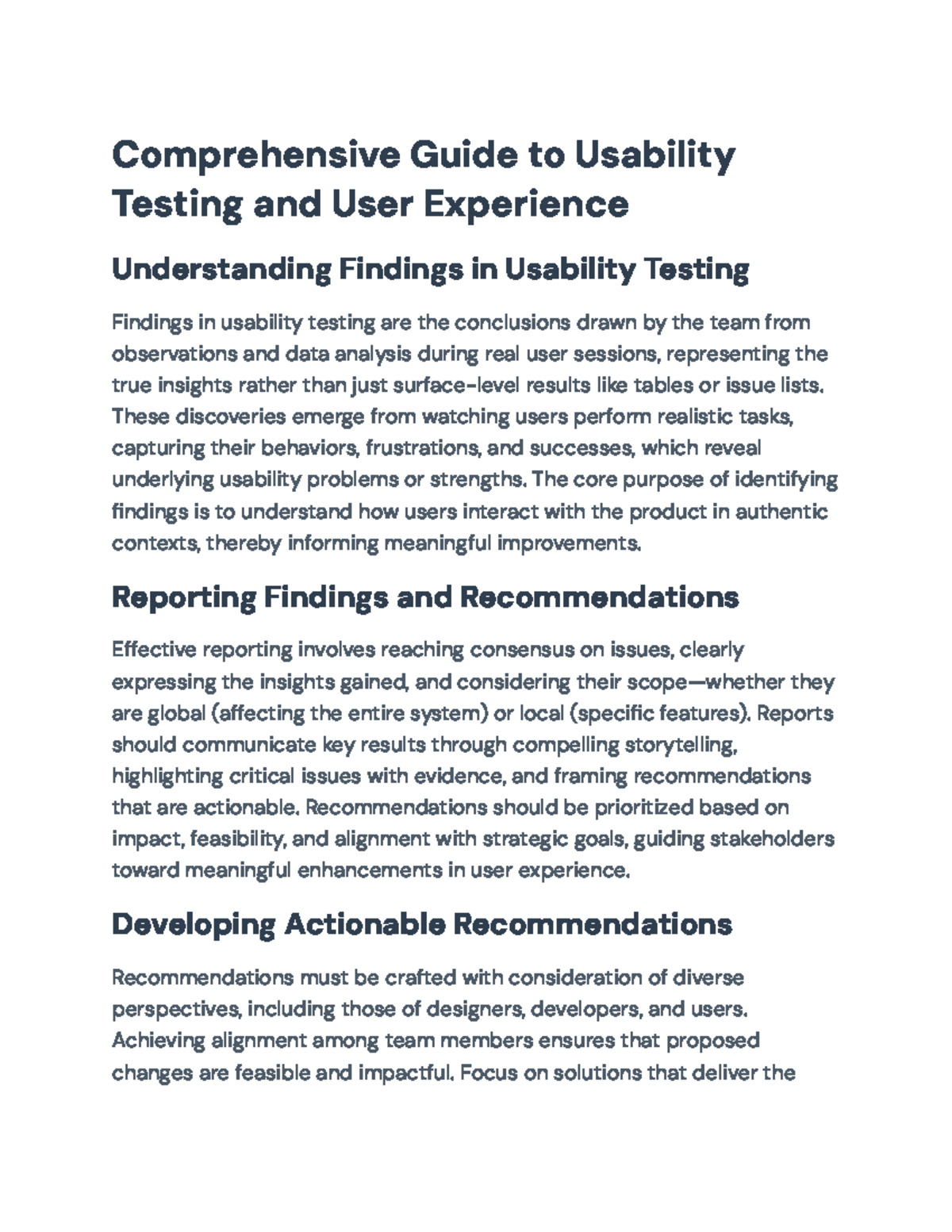 Comprehensive Usability Testing Guide (Course Code: XXX) - Studocu
