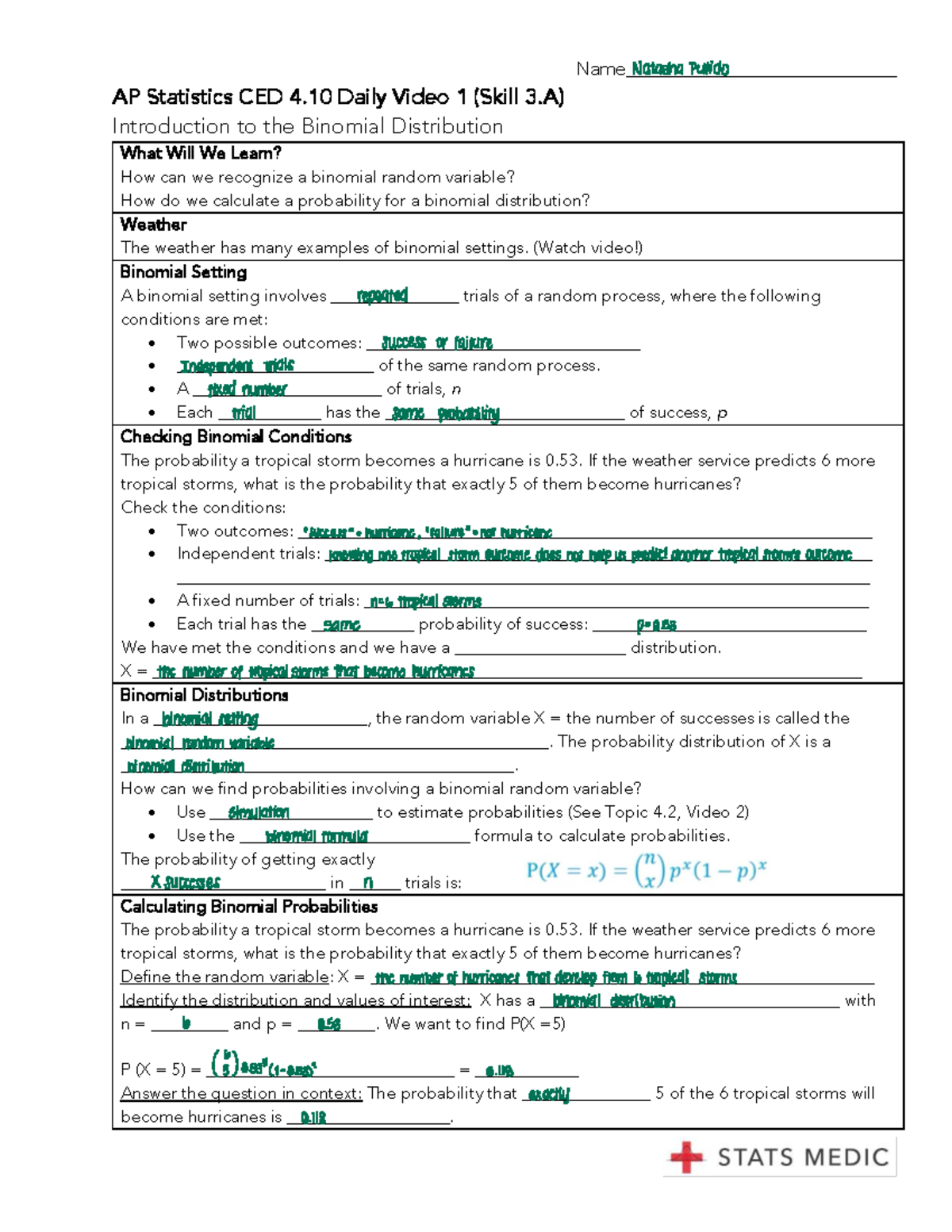 AP Statistics CED 4.10 Daily Video 1: Intro to Binomial Distribution ...