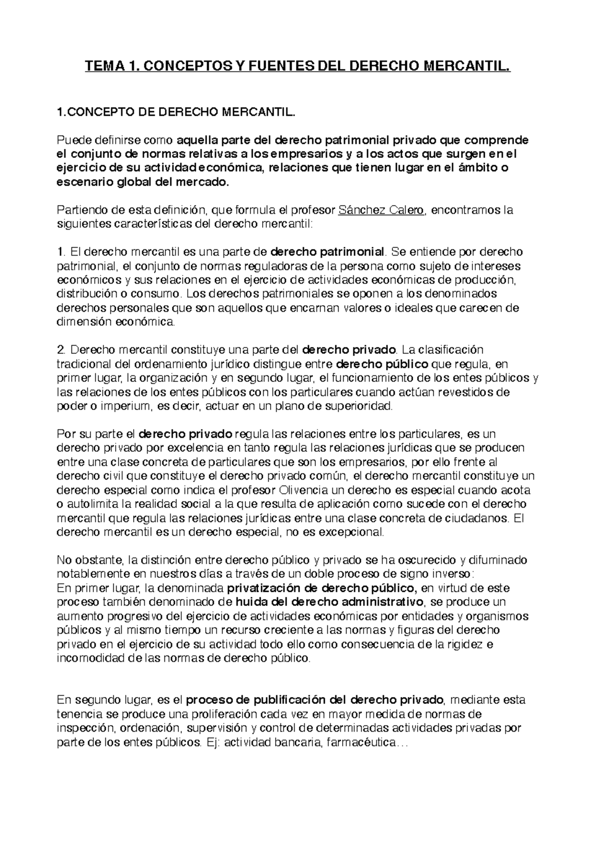 TEMA 1: CONCEPTOS Y FUENTES DEL DERECHO MERCANTIL - ANÁLISIS DETALLADO ...