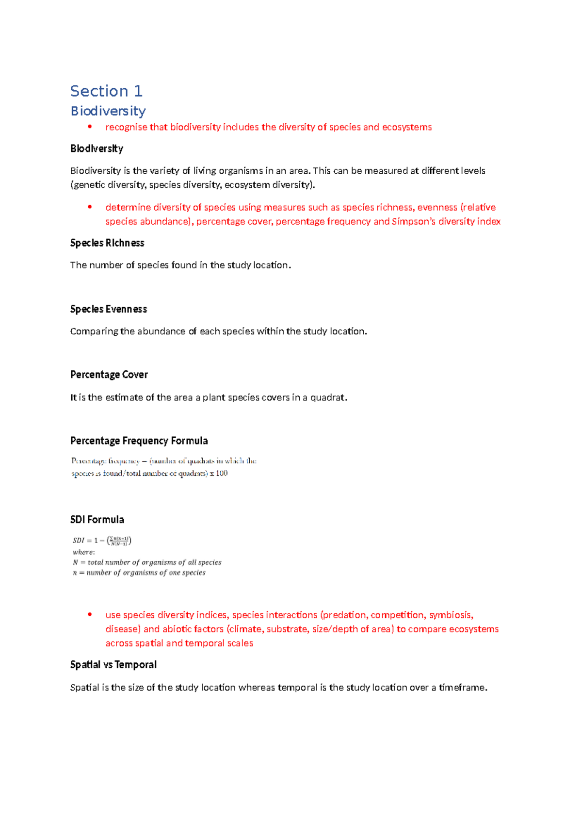 Final Biology Unit 3-4 Study Notes on Ecosystems and Biodiversity - Document Preview
