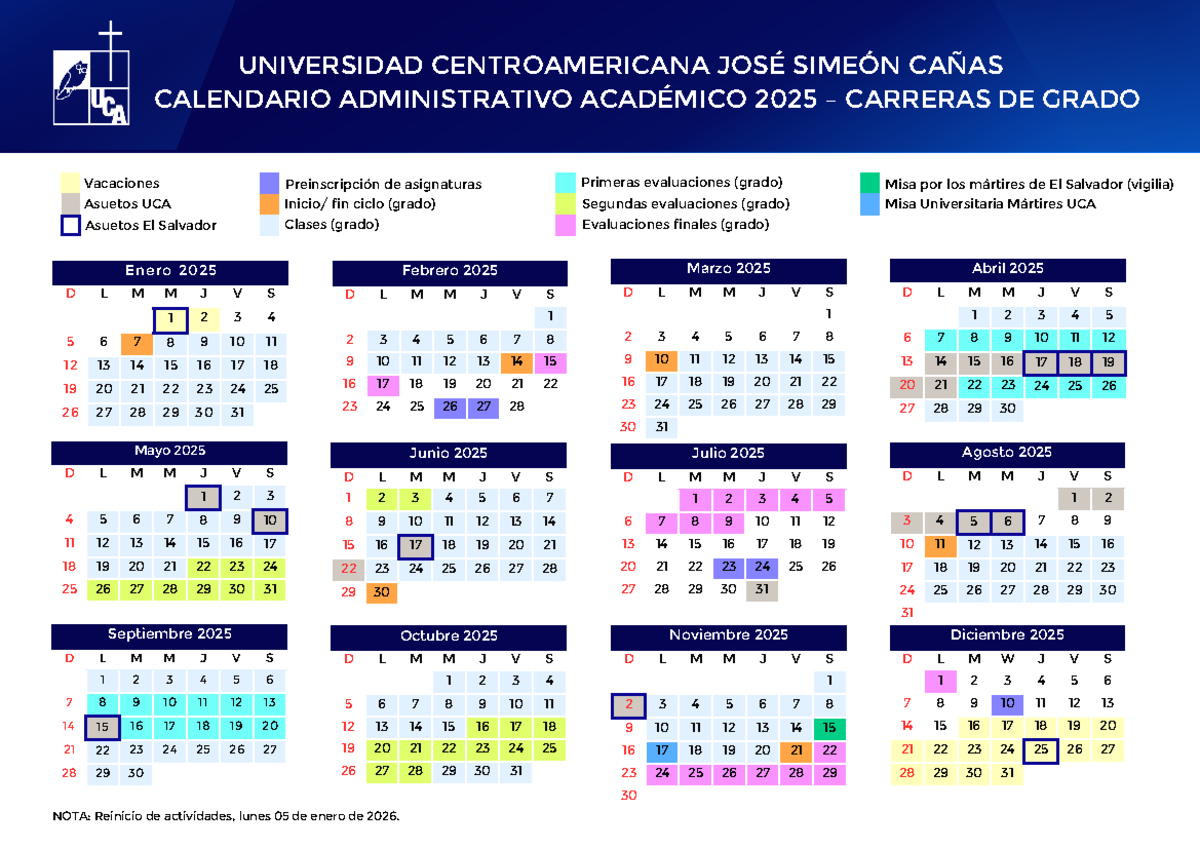 Calendario académico uca filosofía y letras 2
