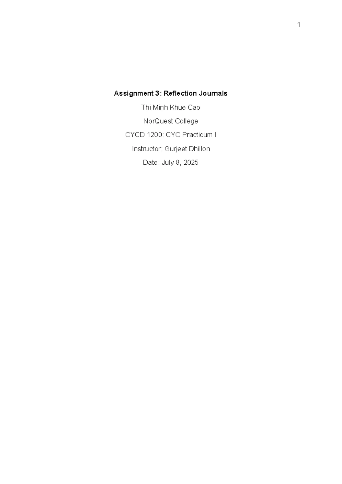 CYCD 1003: Assignment 2 - Activity Lesson Planning Reflection - Studocu