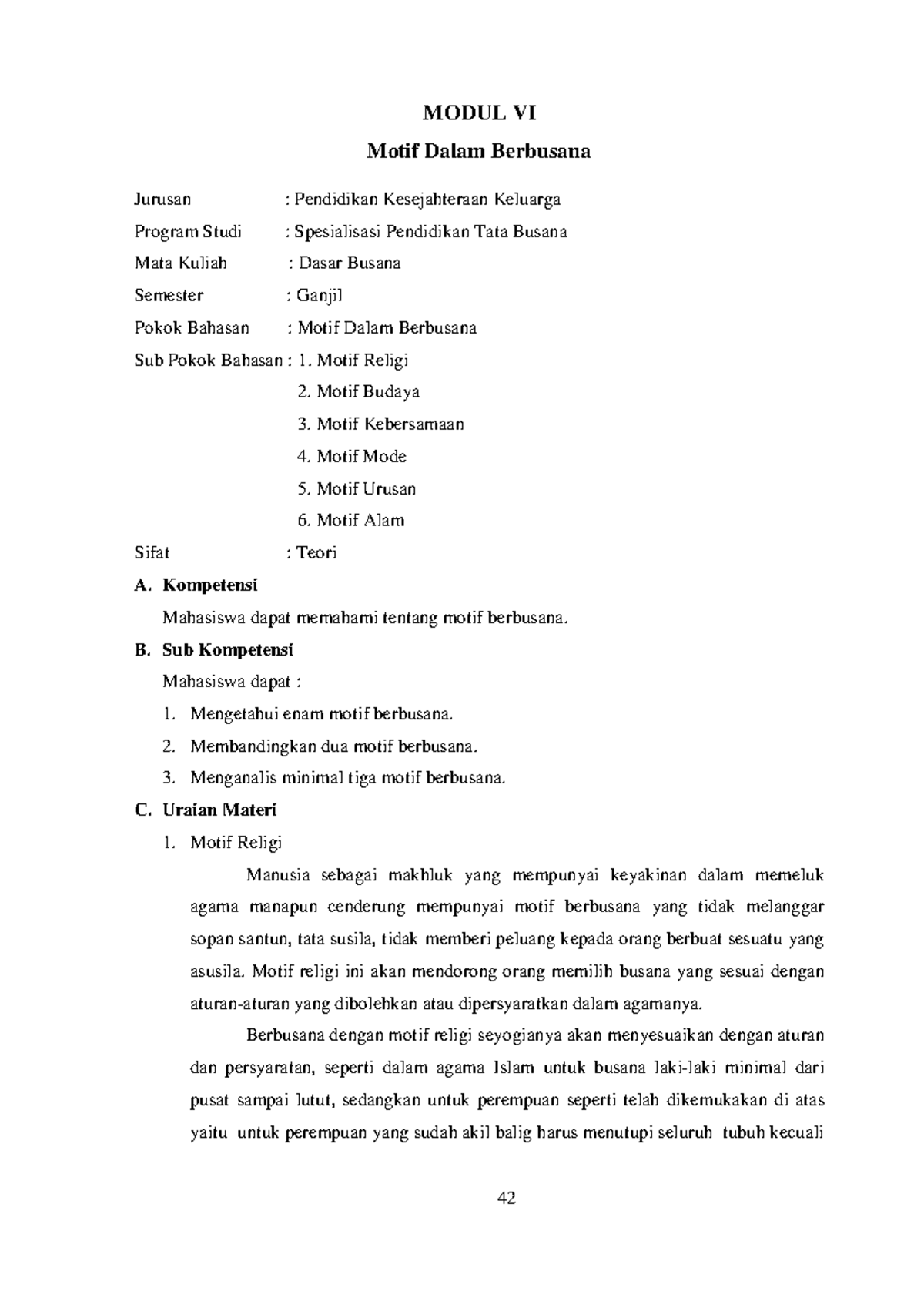 Motif Dalam Berbusana - Dasar Busana Modul VI (Pendidikan Kesejahteraan ...
